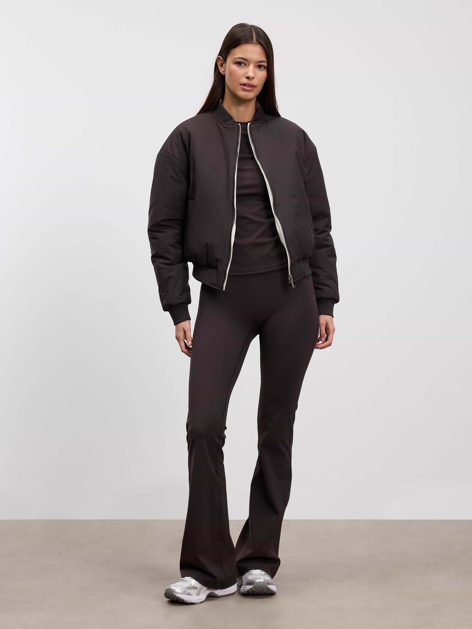 Womens Reversible Bomber Jacket in Brown Ecru