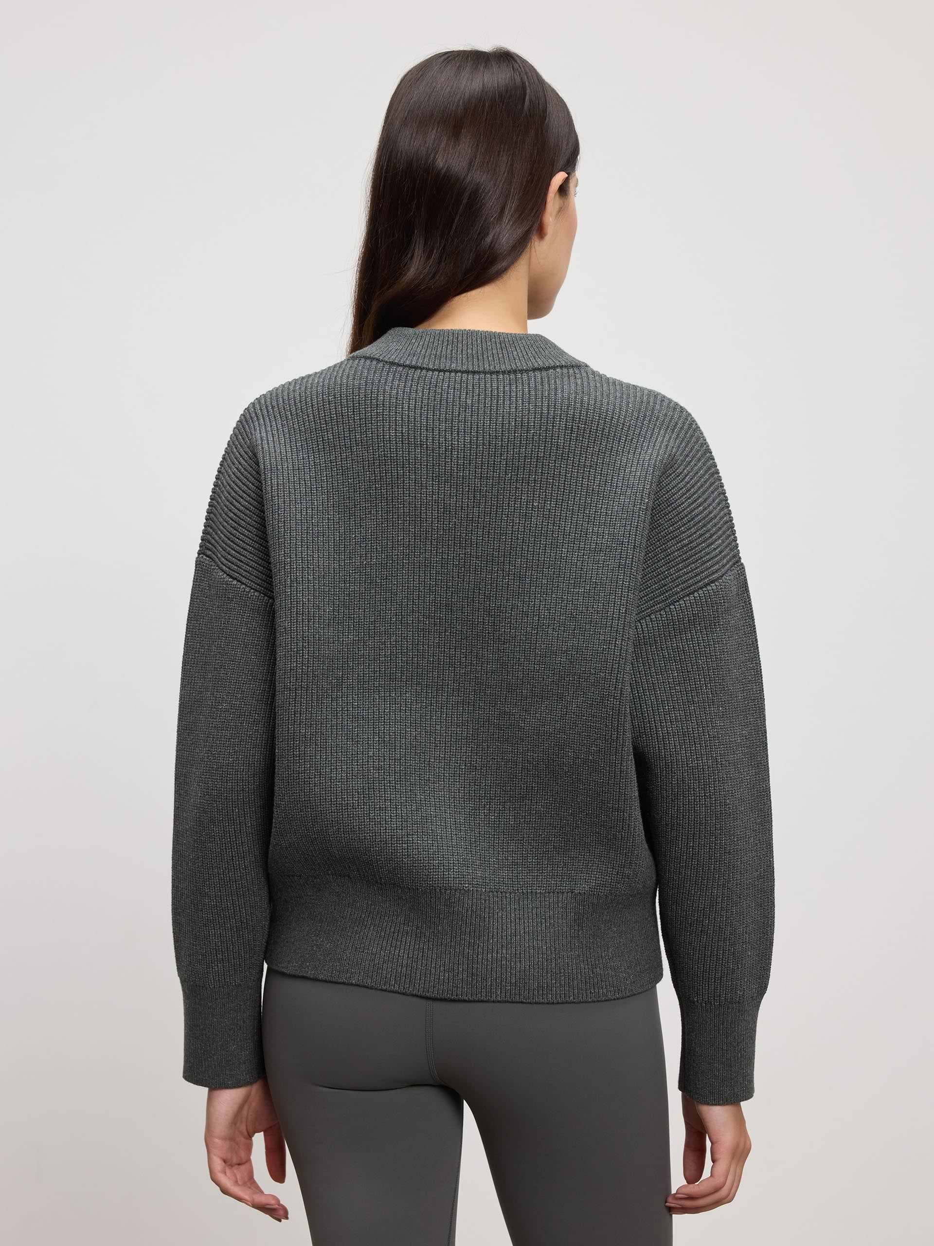 Womens Ribbed Bomber in Charcoal