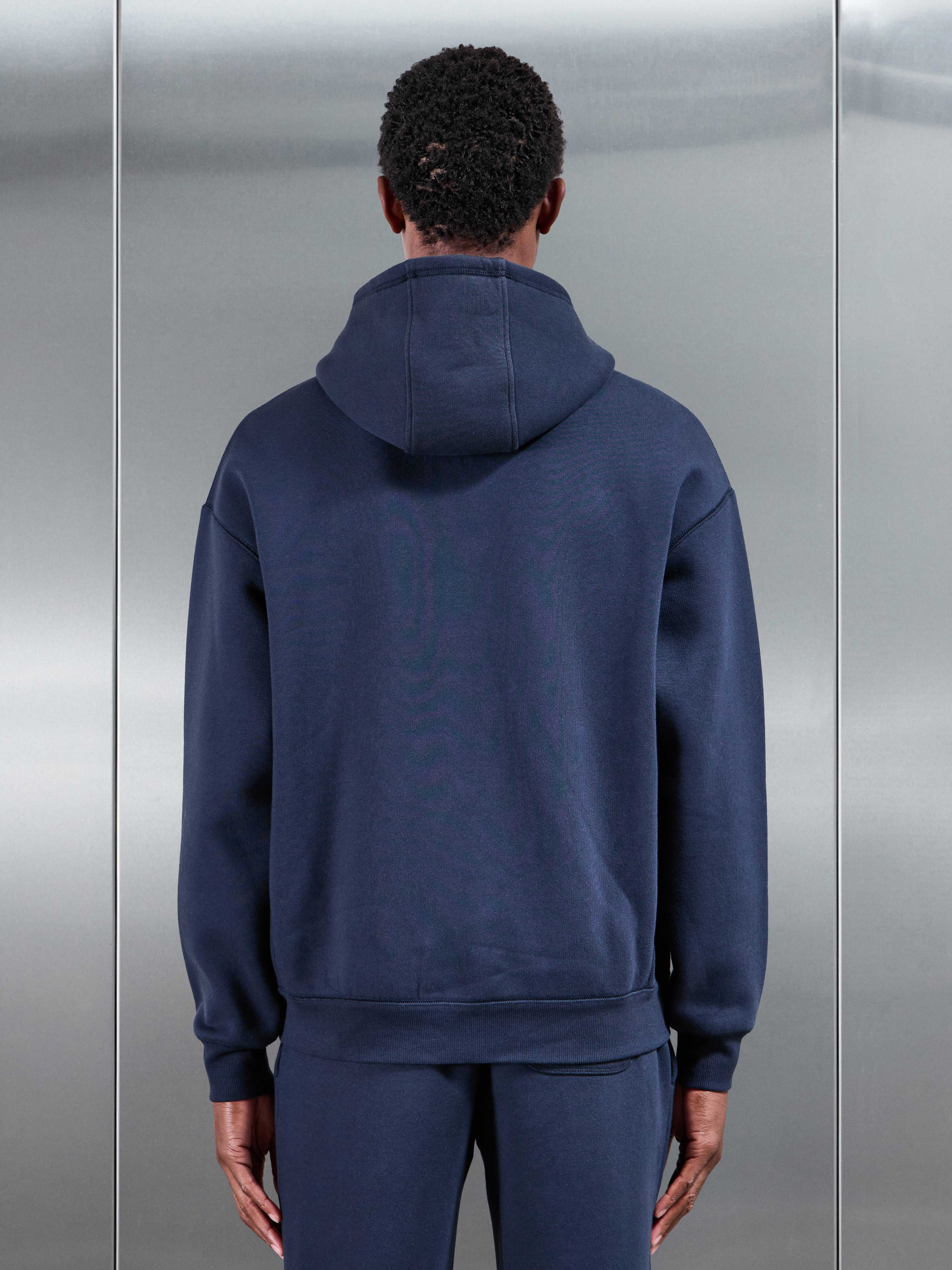 Relaxed Fit Zip Through Hoodie in Navy