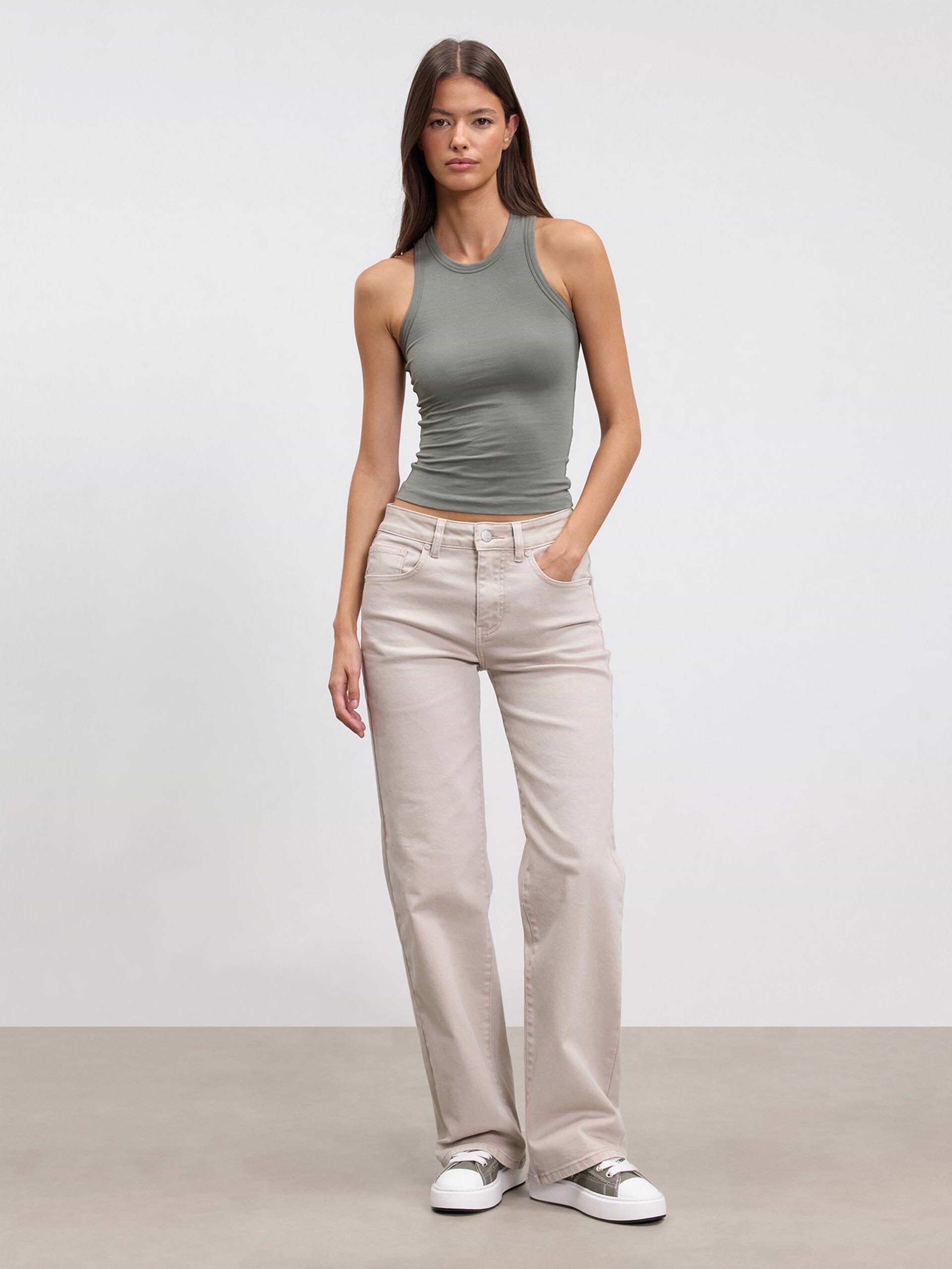 Womens Cotton Jersey Racer Vest in Sage