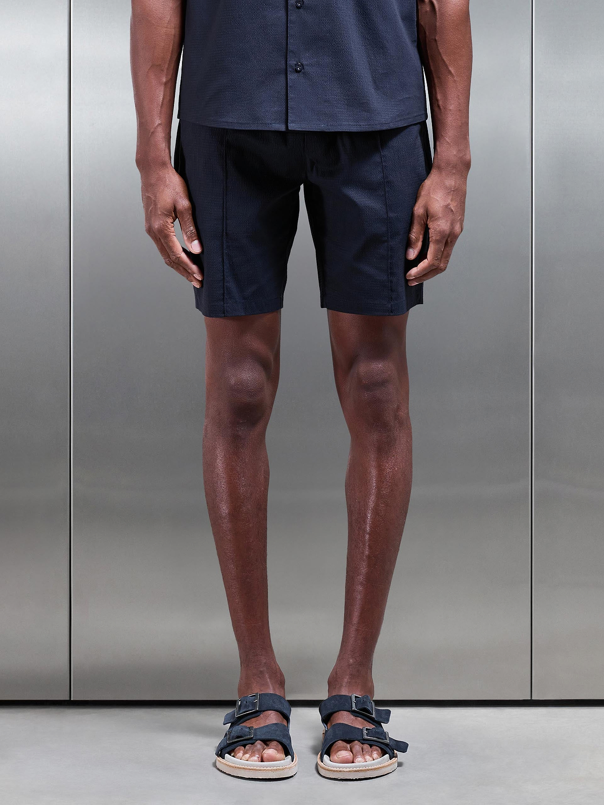 Seersucker Short in Navy | ARNE UK