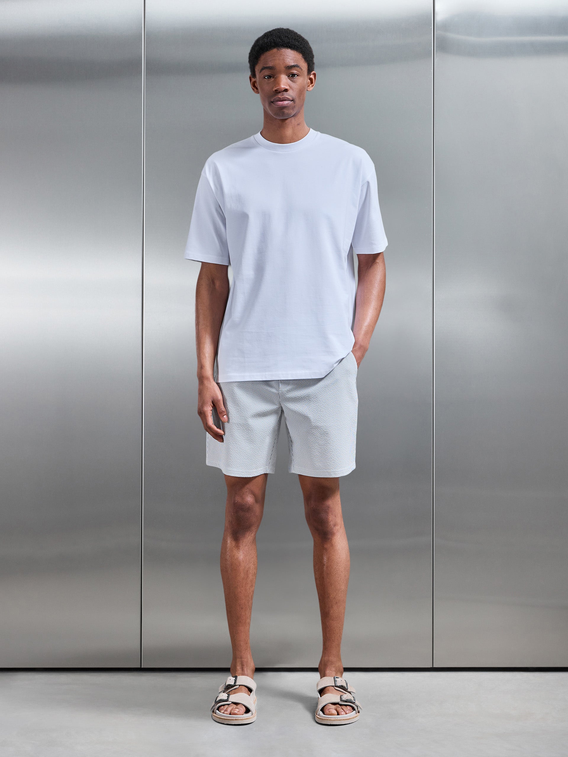 Seersucker Stripe Short in Blue