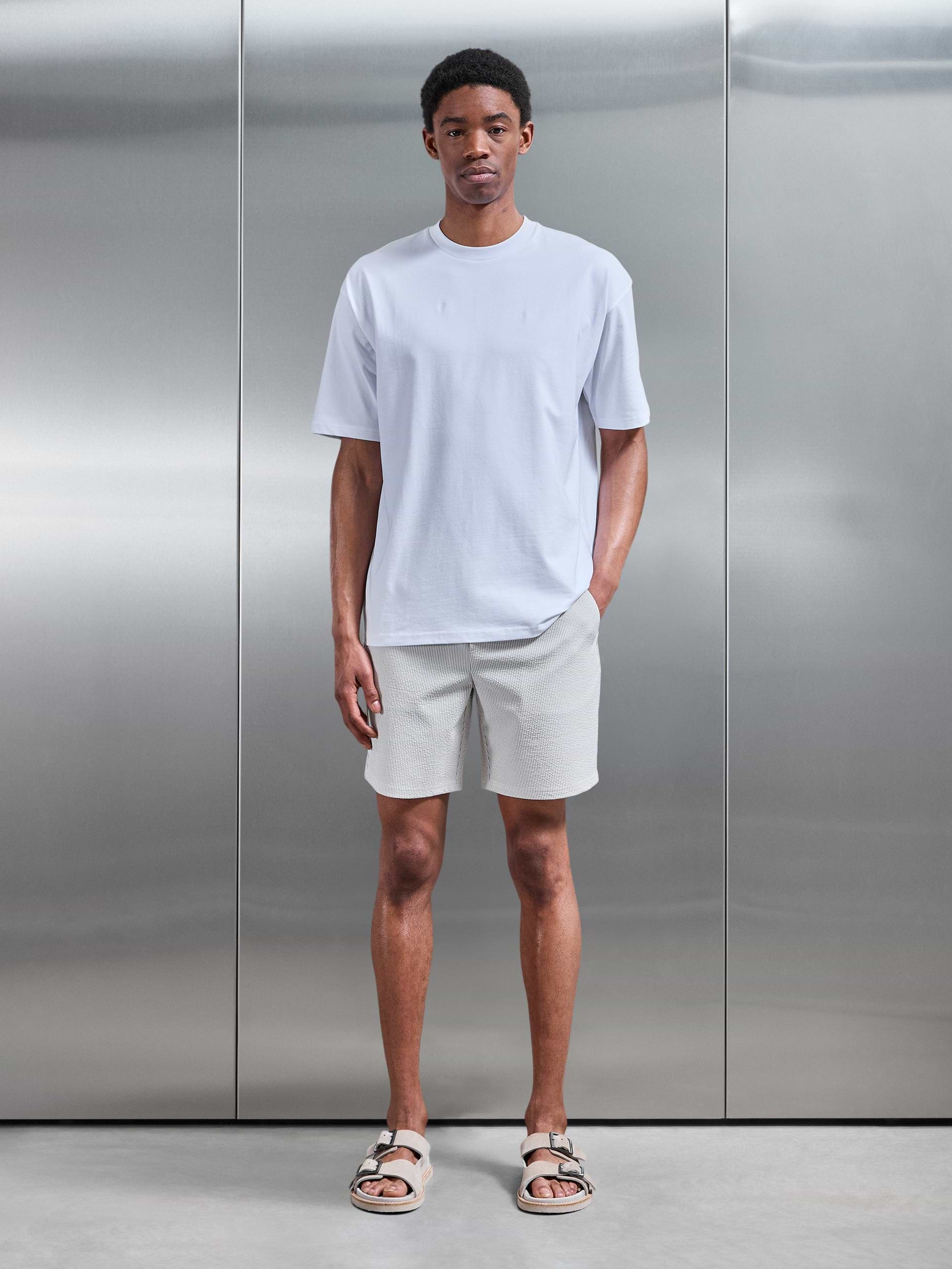 Seersucker Stripe Short in Stone