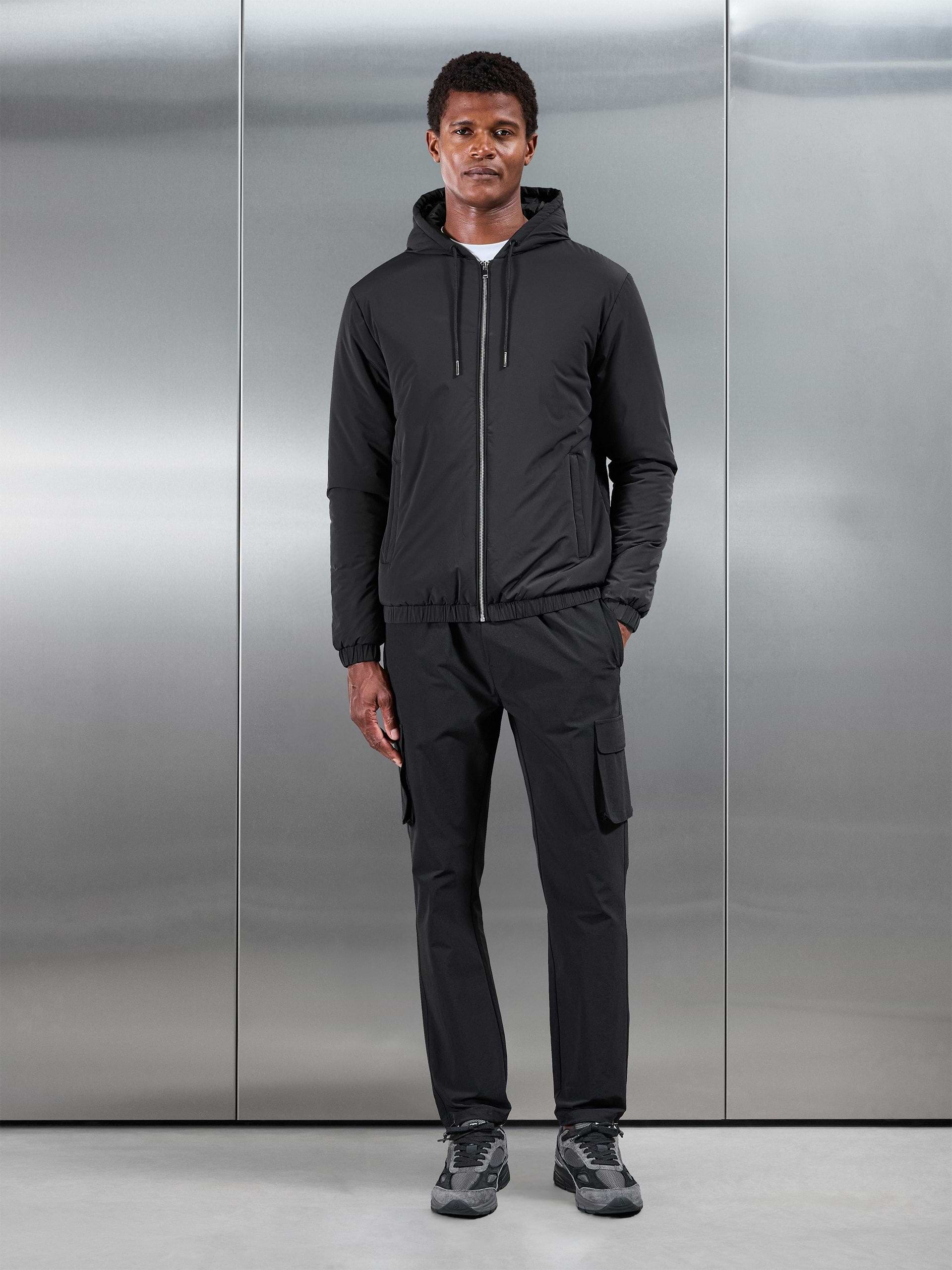 Shell Padded Windbreaker in Black