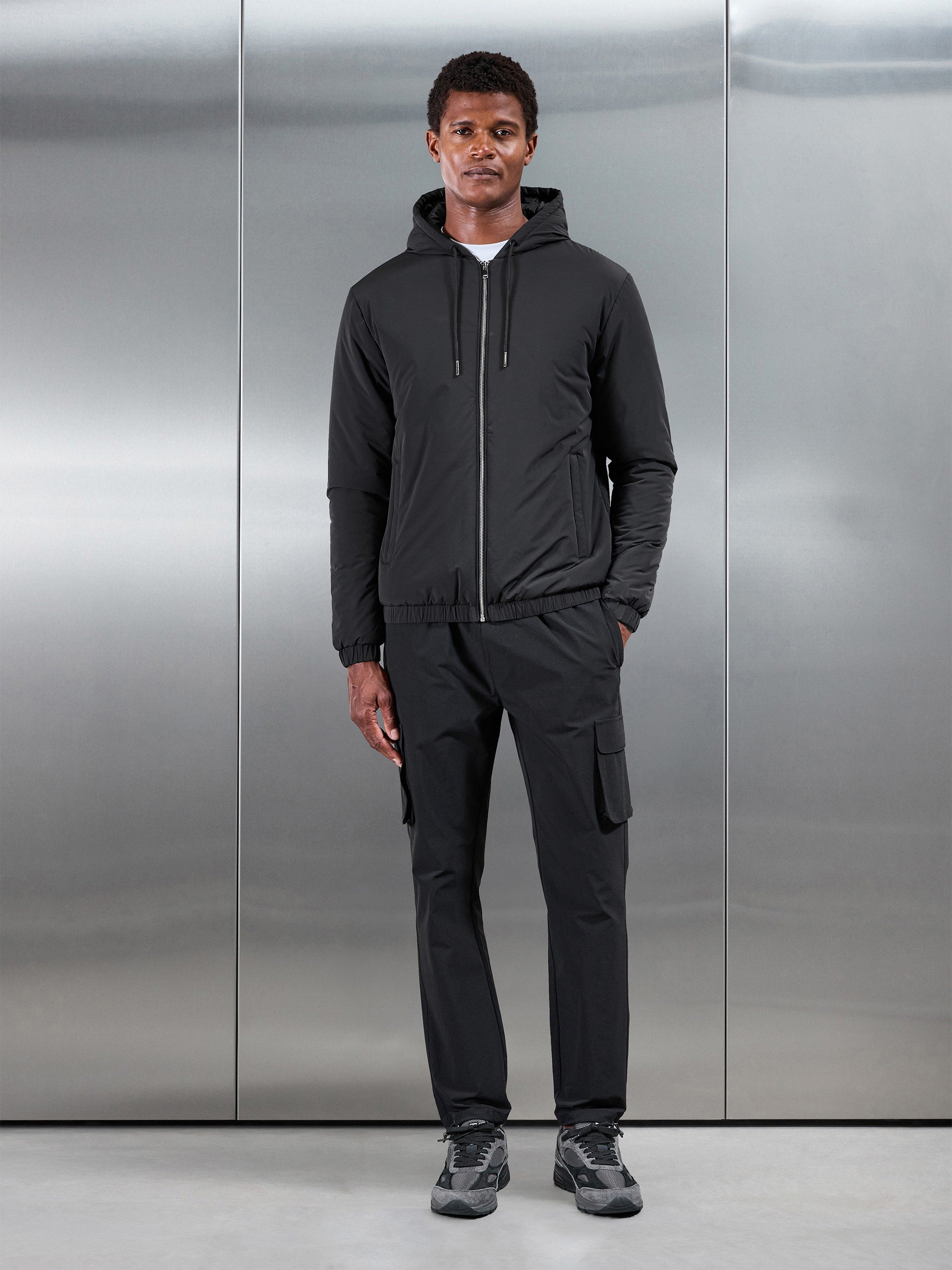 Shell Padded Windbreaker in Black
