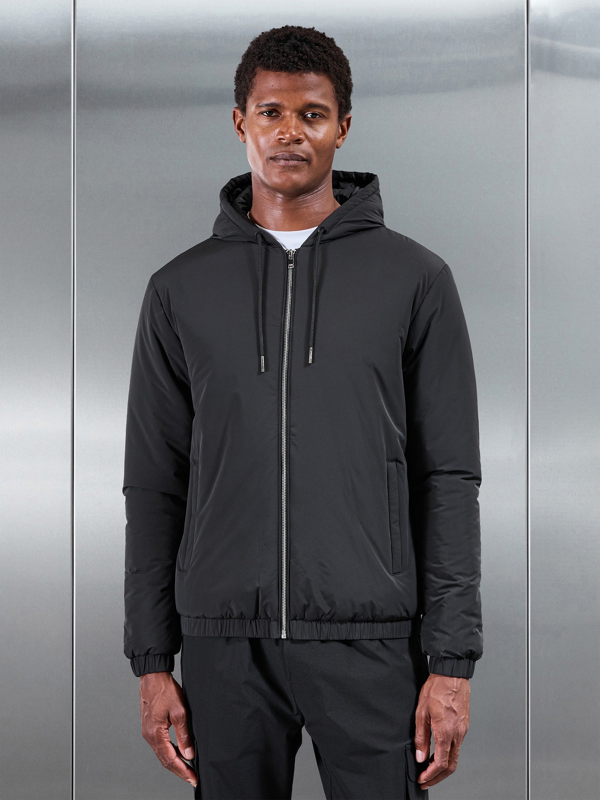 Shell Padded Windbreaker in Black