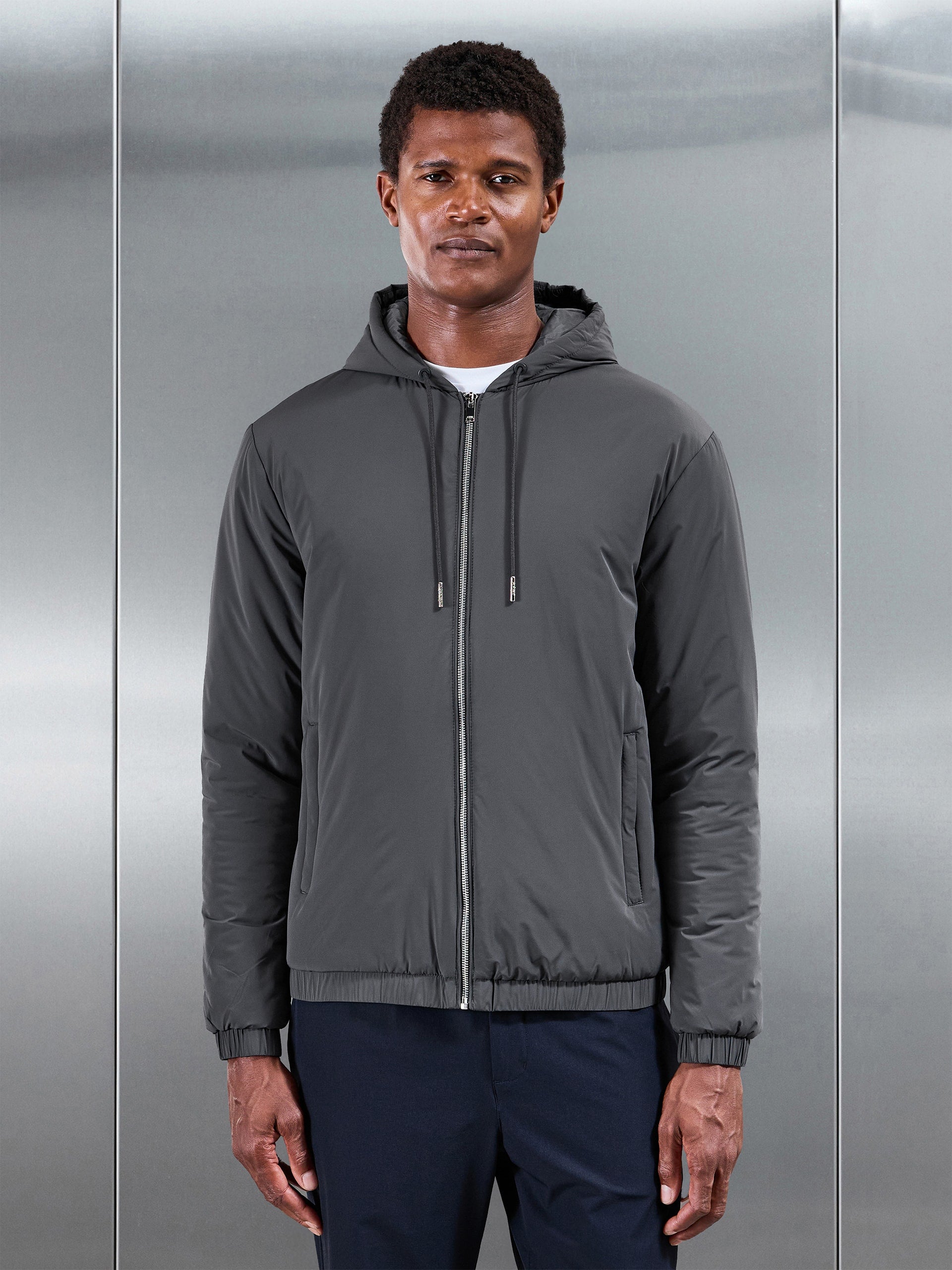Shell Padded Windbreaker in Grey