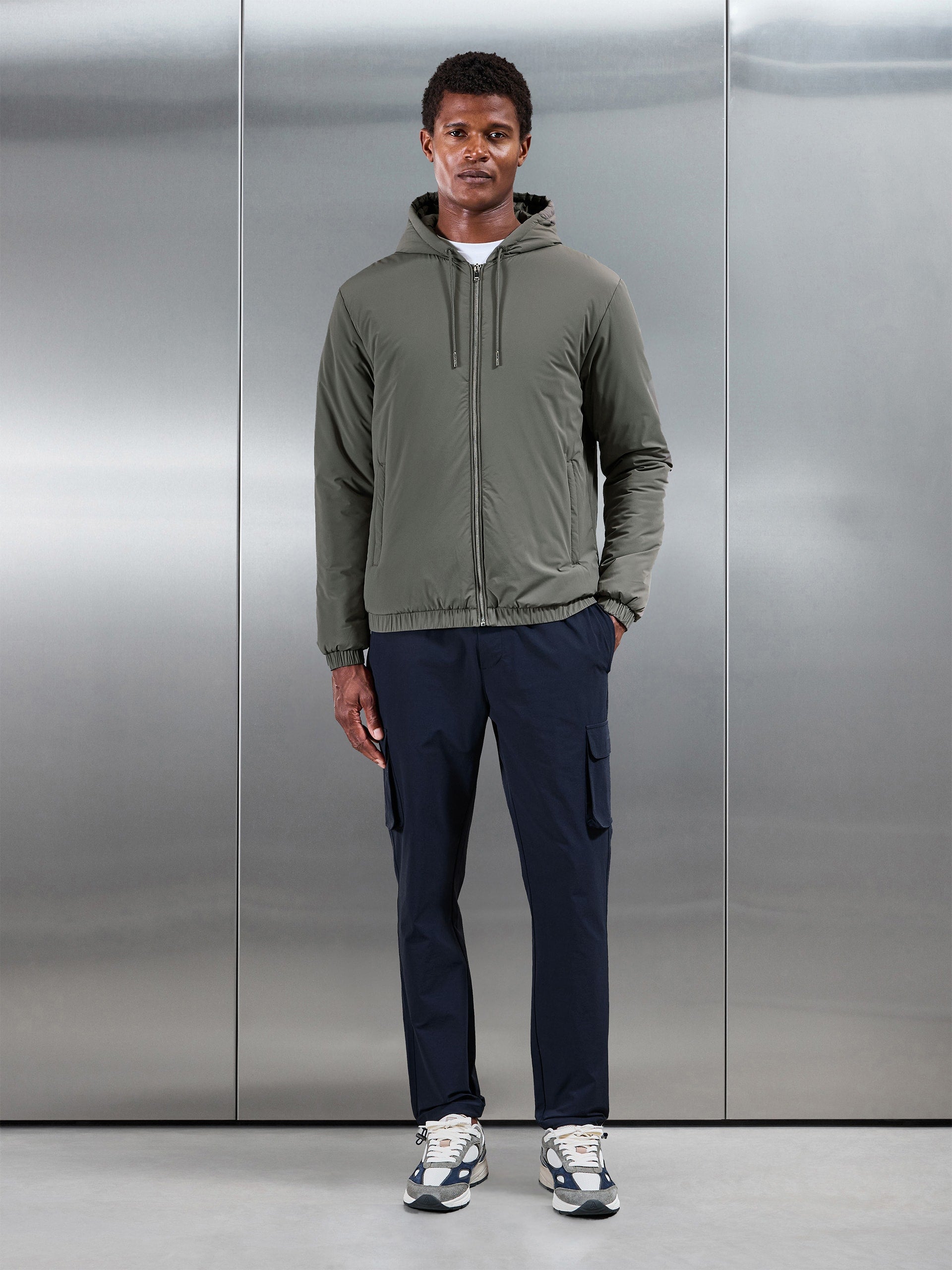 Shell Padded Windbreaker in Olive