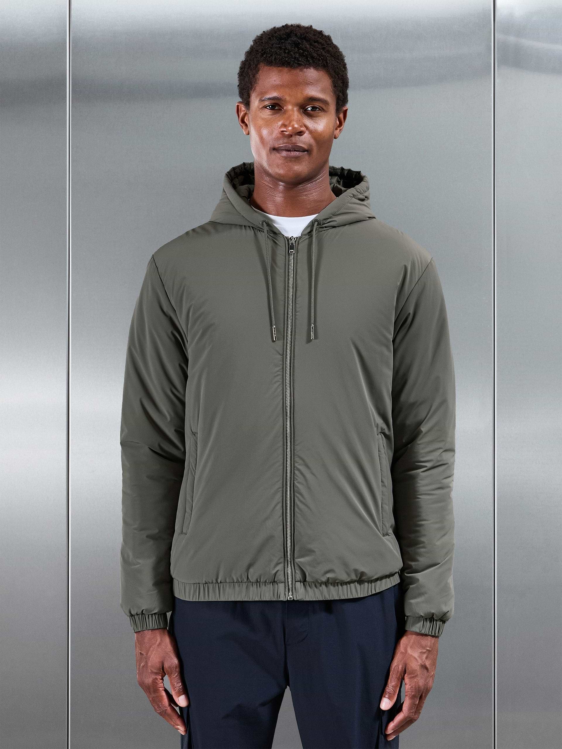 Shell Padded Windbreaker in Olive