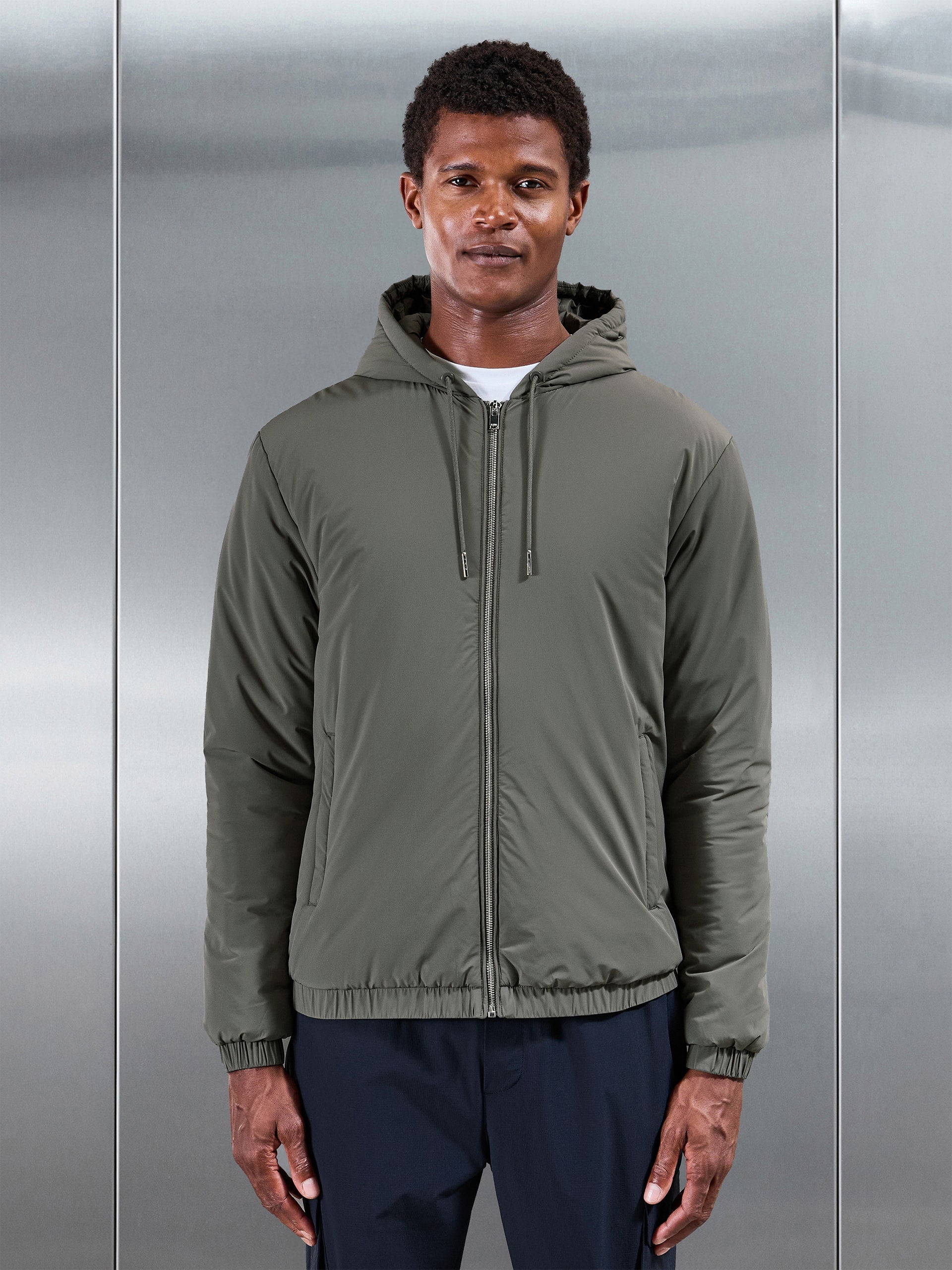 Shell Padded Windbreaker in Olive