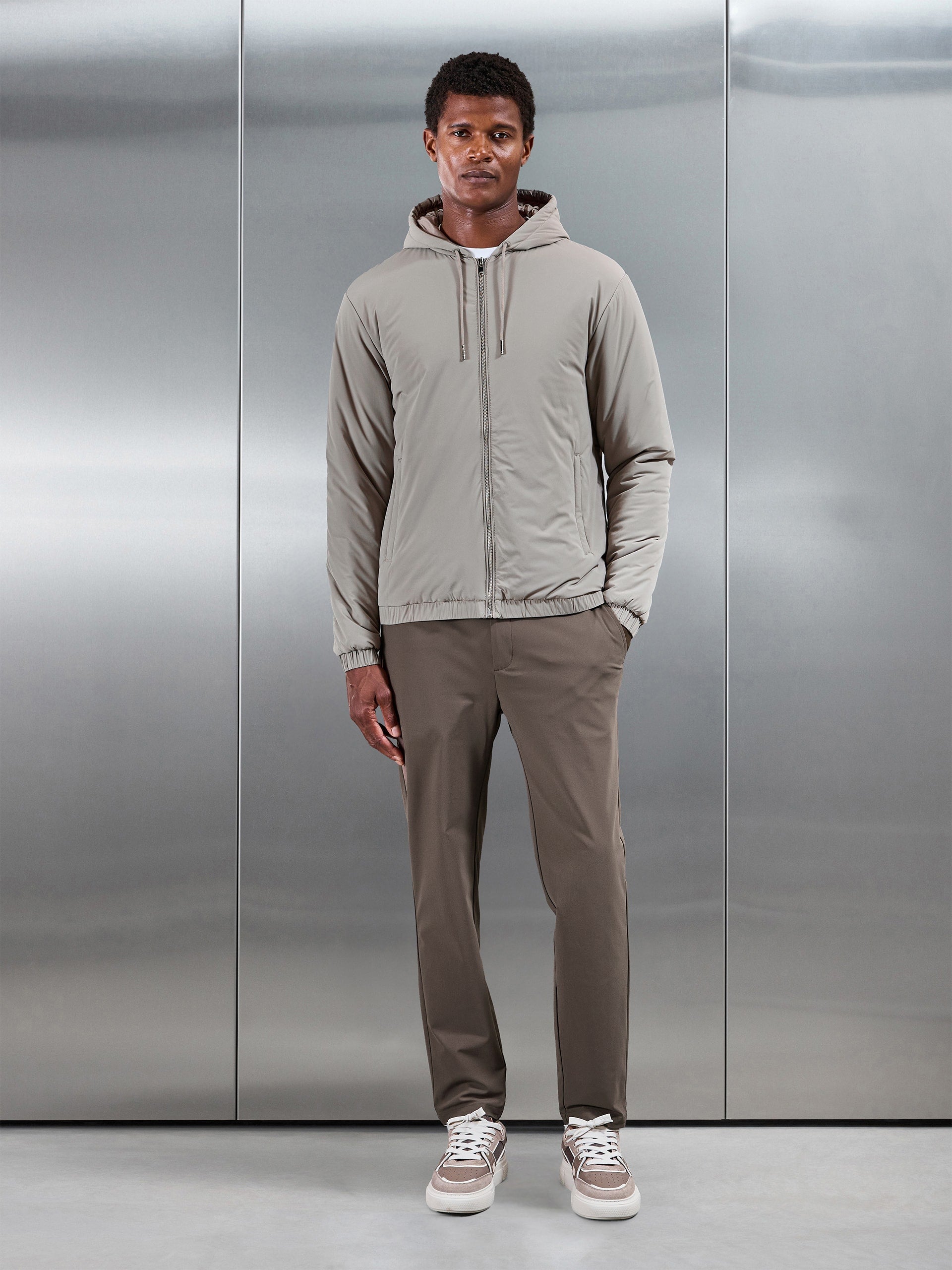 Shell Padded Windbreaker in Taupe