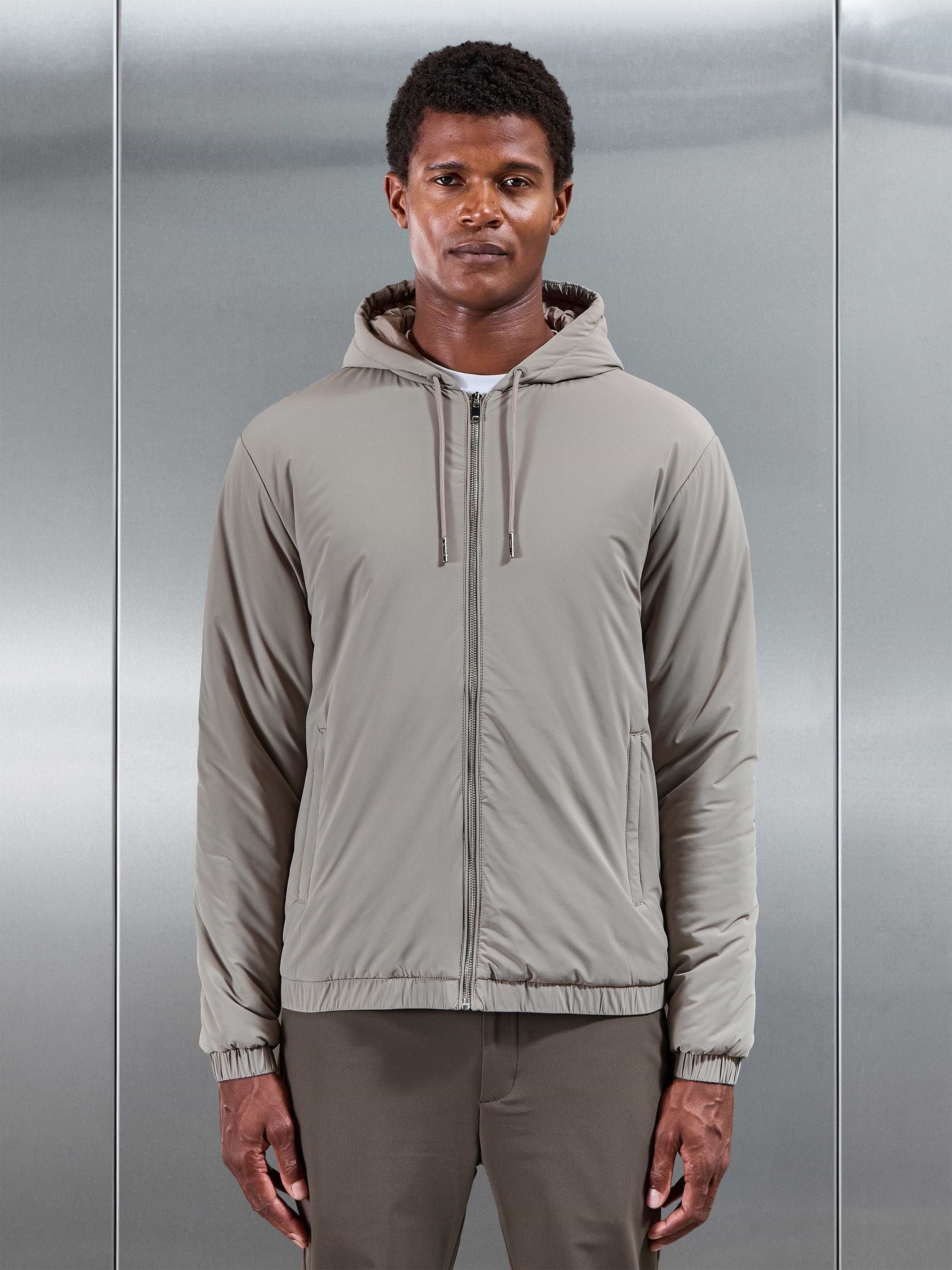 Shell Padded Windbreaker in Taupe