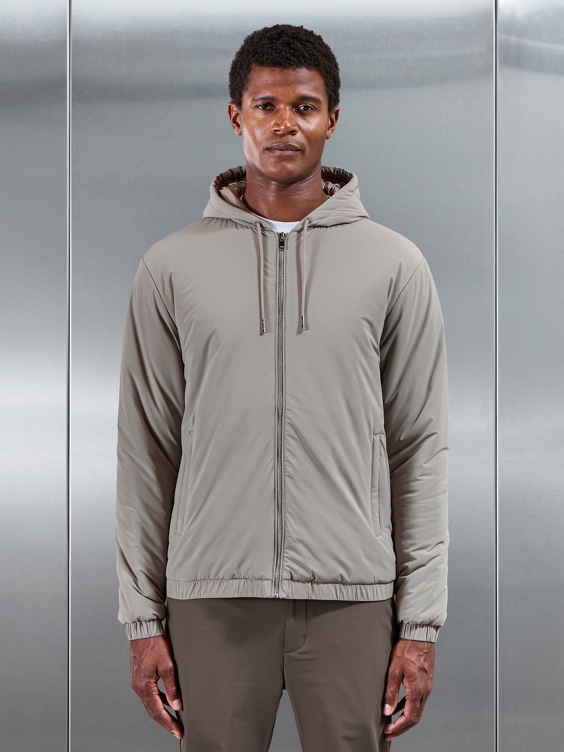 Shell Padded Windbreaker in Taupe