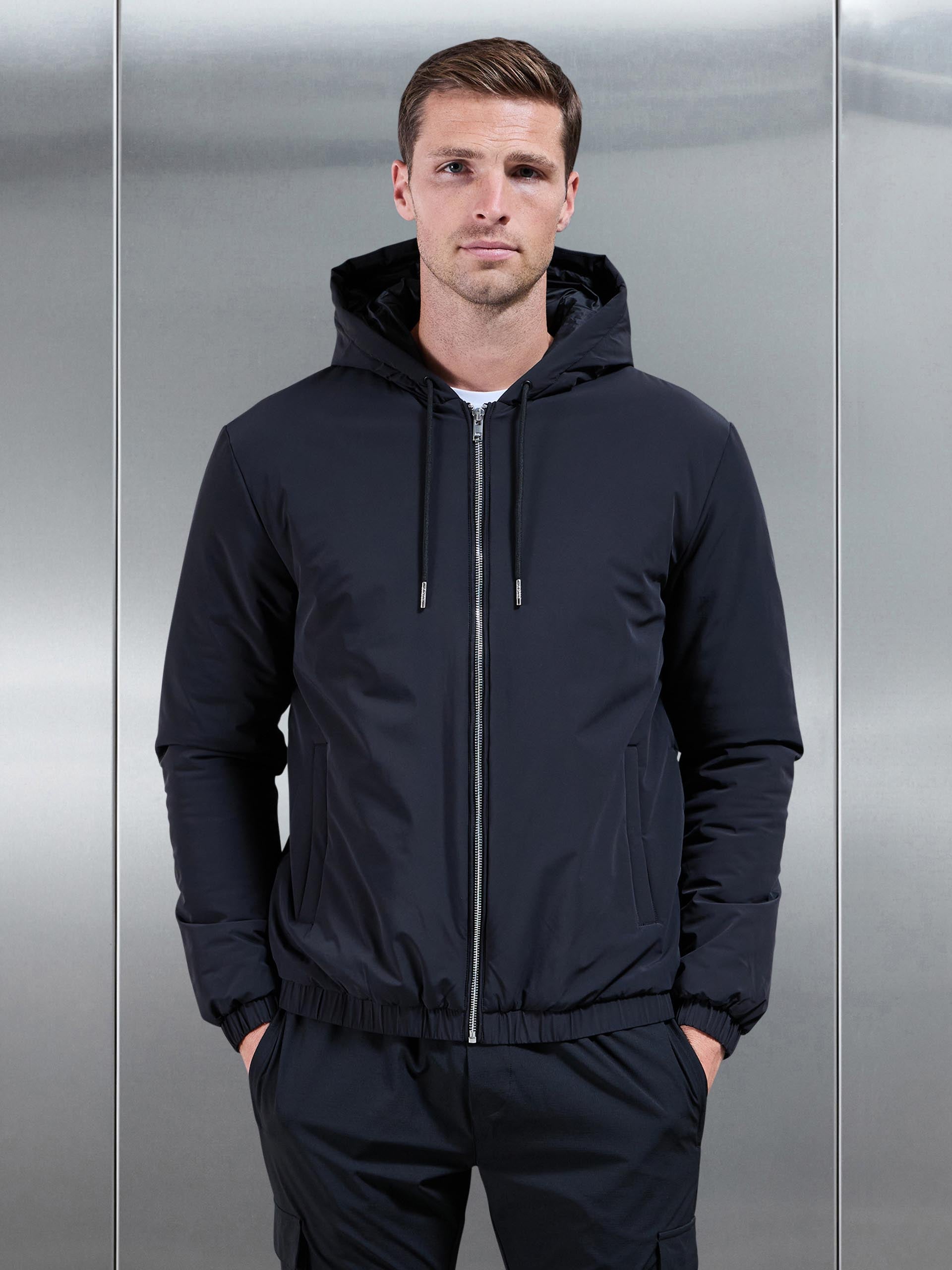 Shell Padded Windbreaker in Black