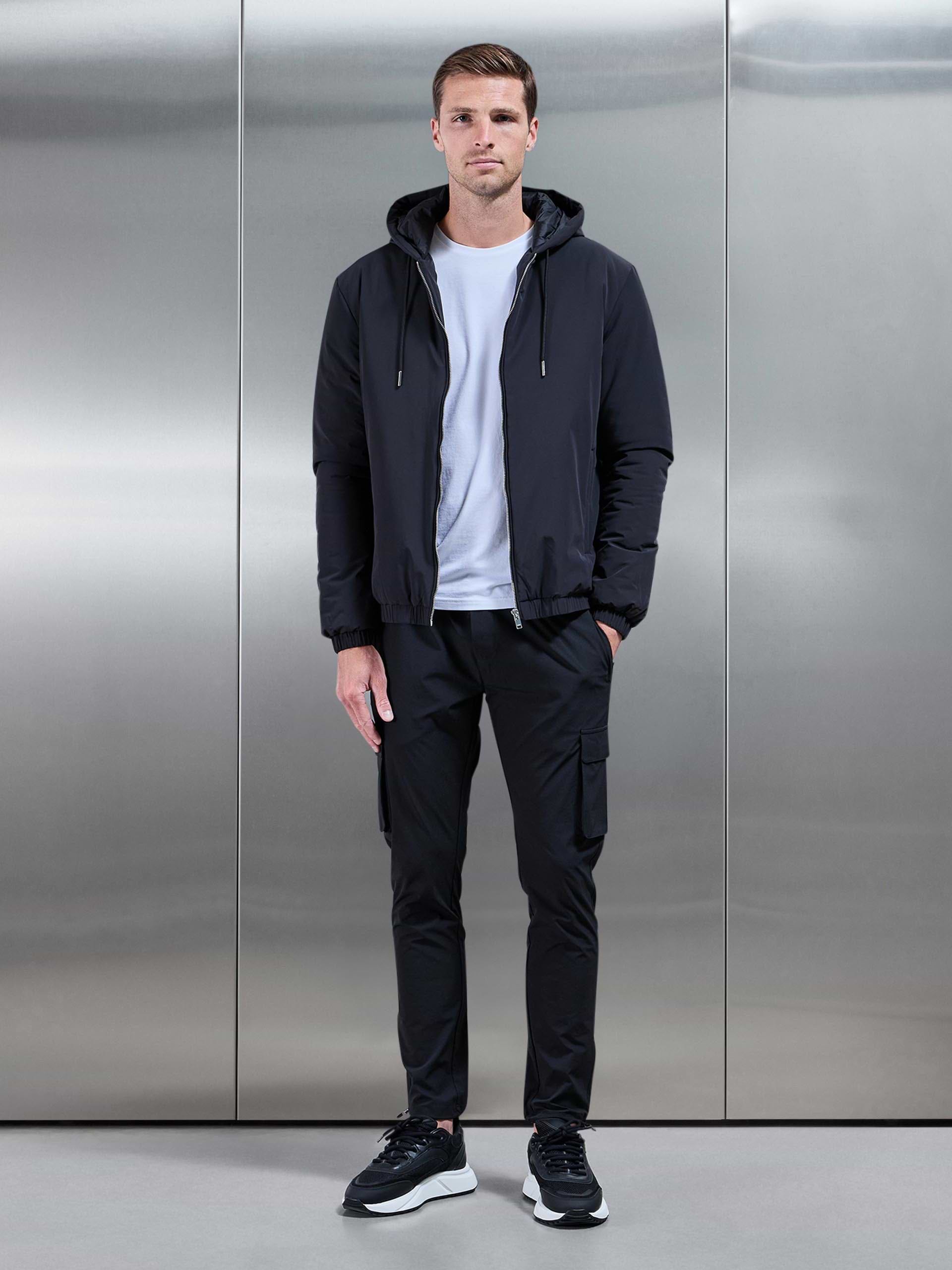 Shell Padded Windbreaker in Black