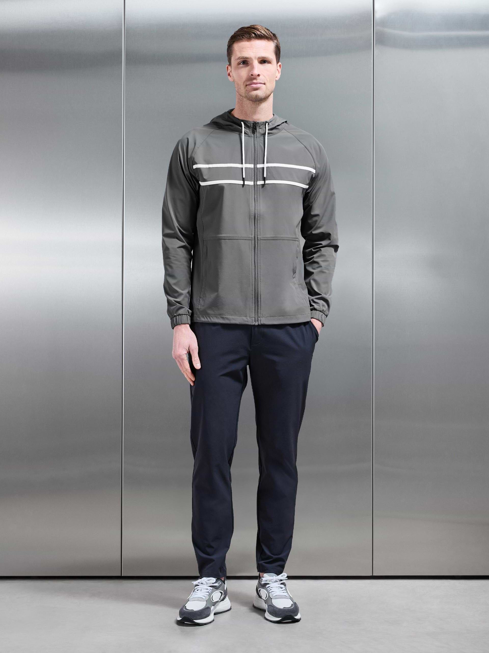 Shell Stripe Windbreaker in Mid Grey