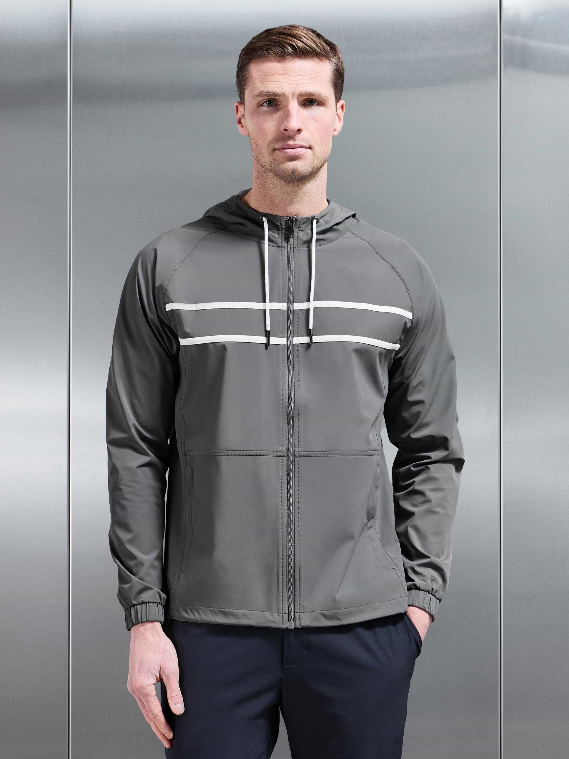Shell Stripe Windbreaker in Mid Grey