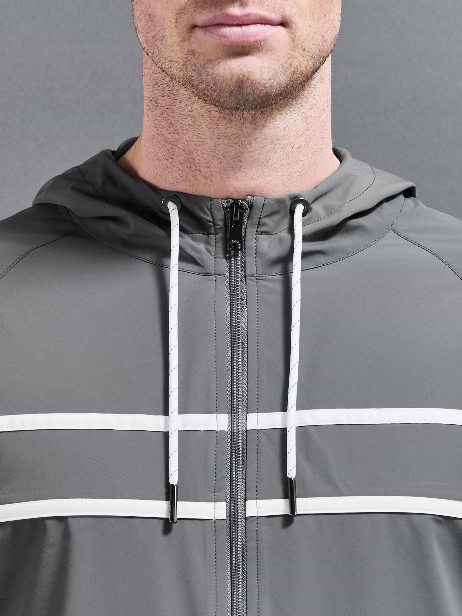 Shell Stripe Windbreaker in Mid Grey