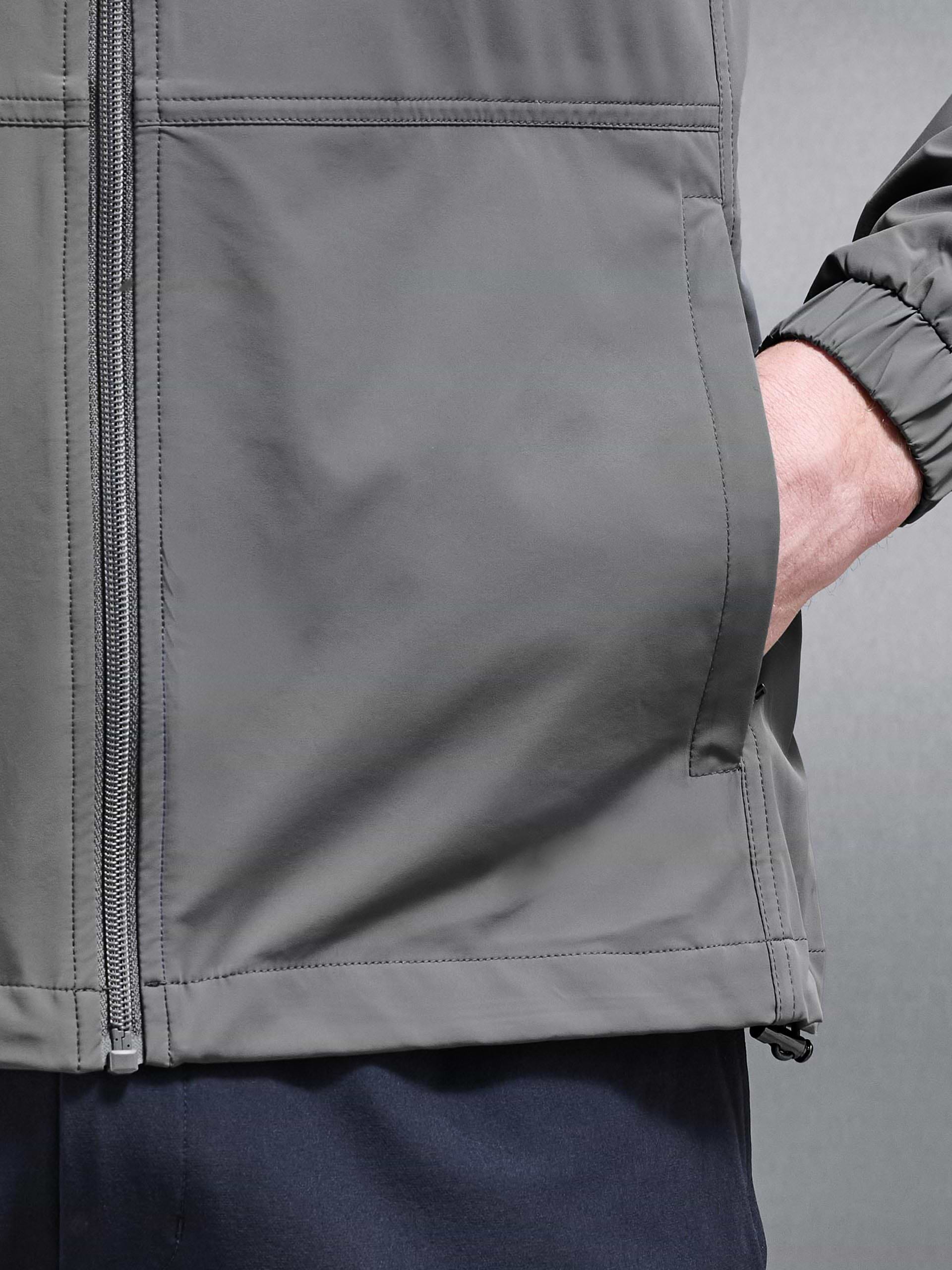 Shell Stripe Windbreaker in Mid Grey