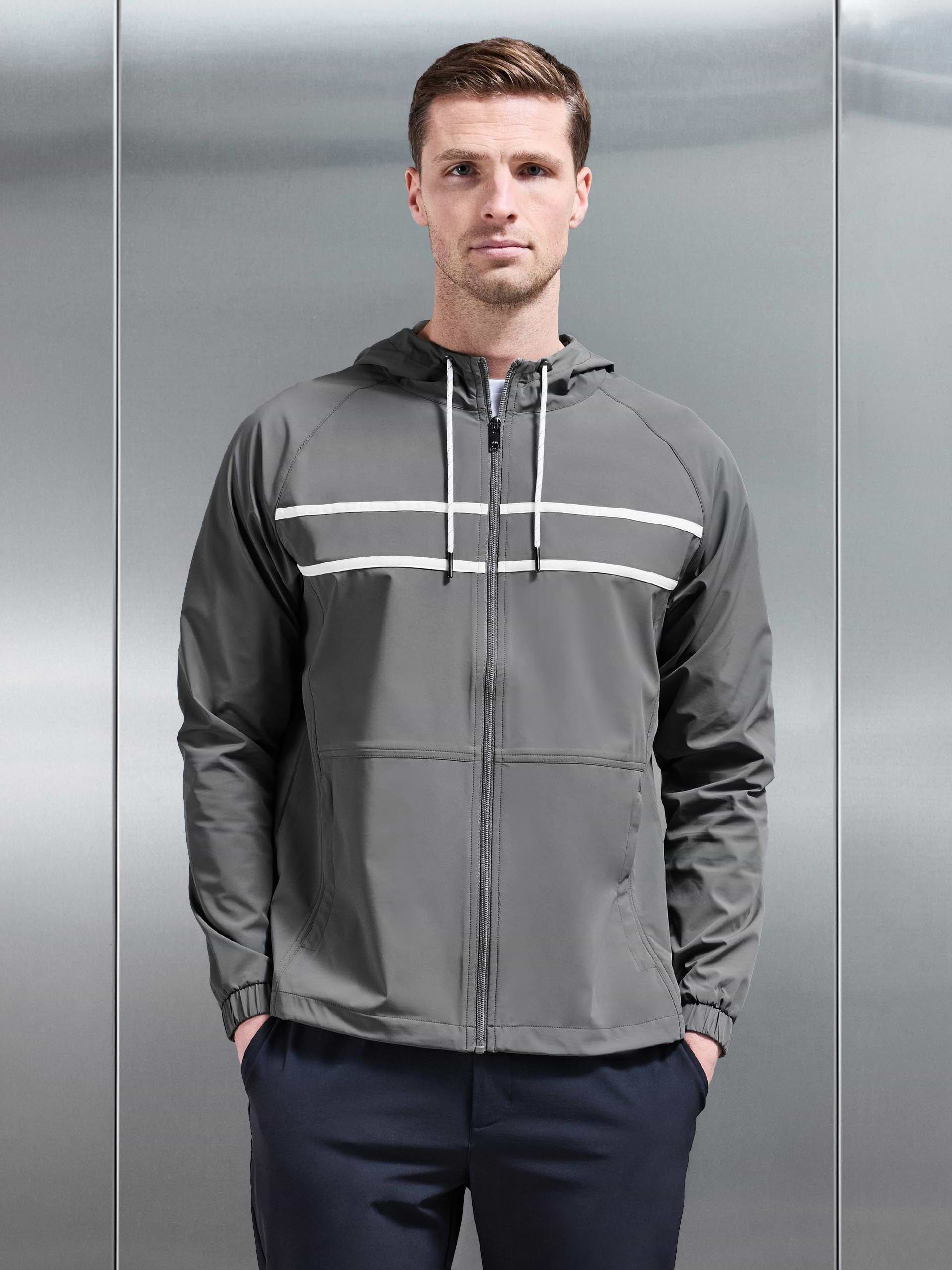 Shell Stripe Windbreaker in Mid Grey