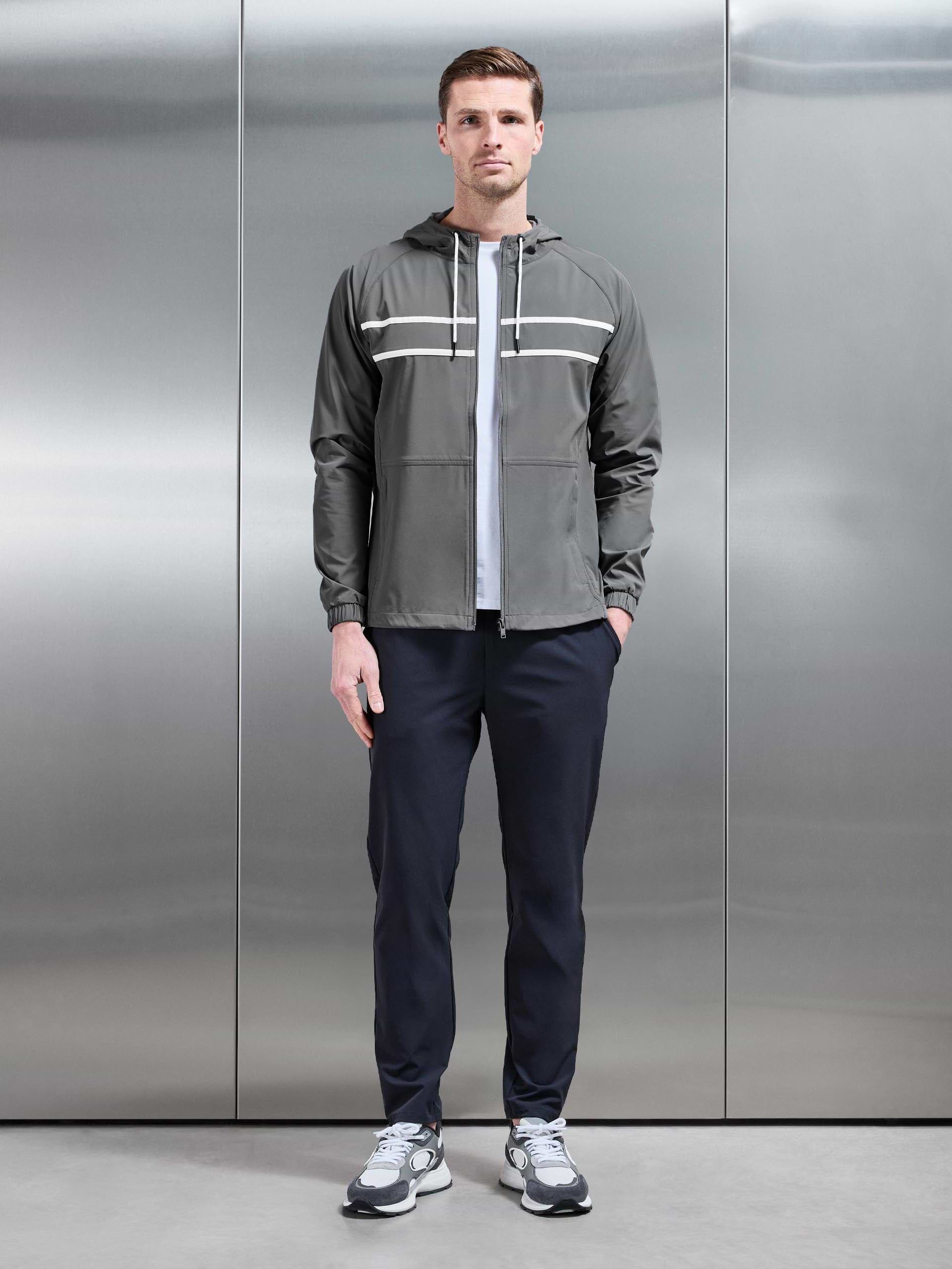 Shell Stripe Windbreaker in Mid Grey