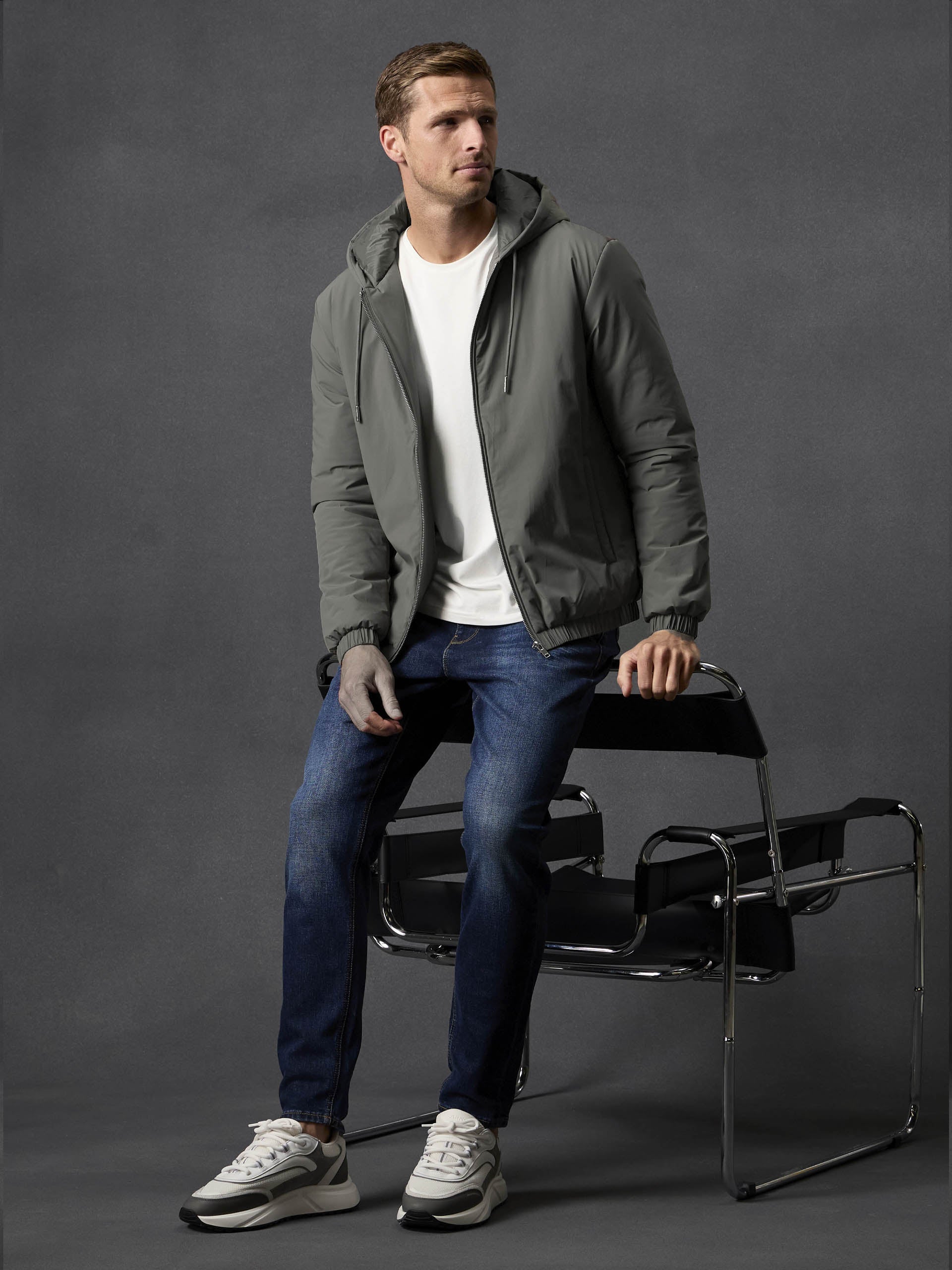 Shell Padded Windbreaker in Olive