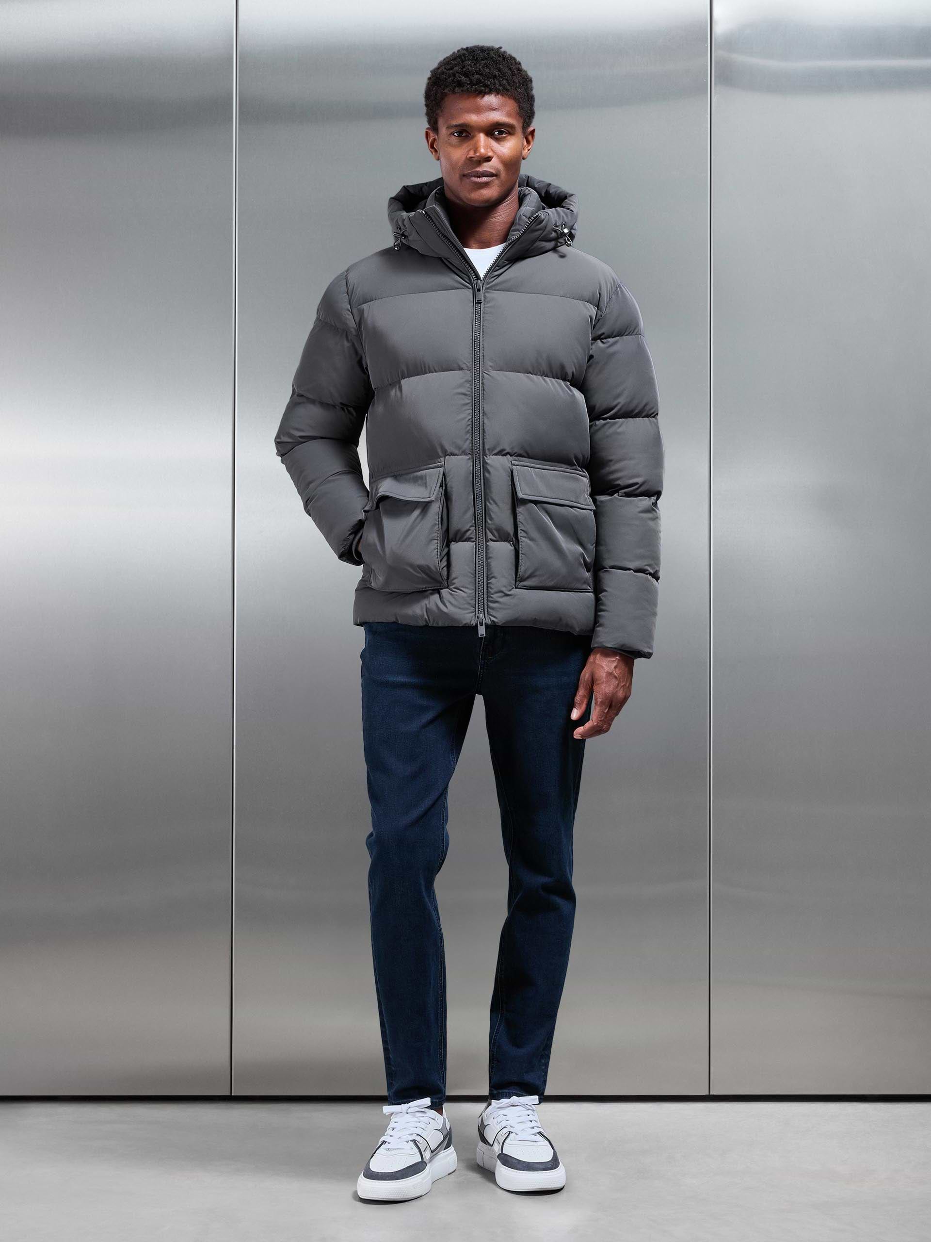 Short Puffer Parka in Grey