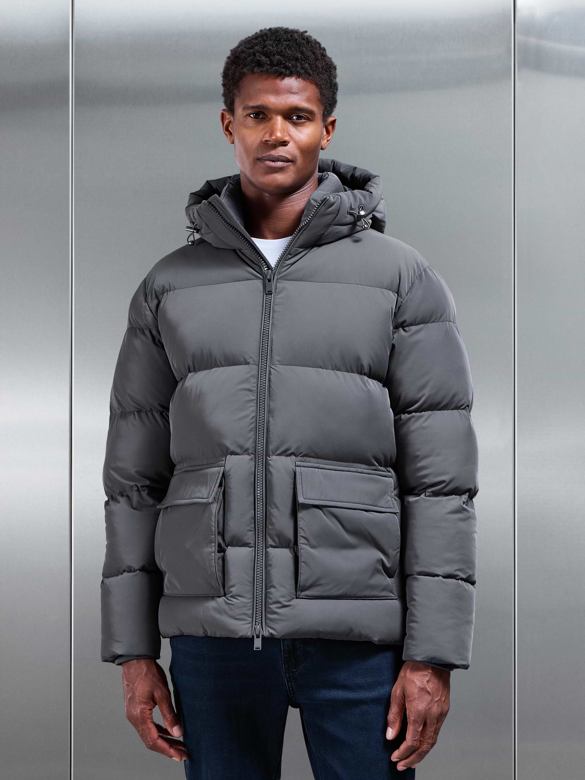 Short Puffer Parka in Grey