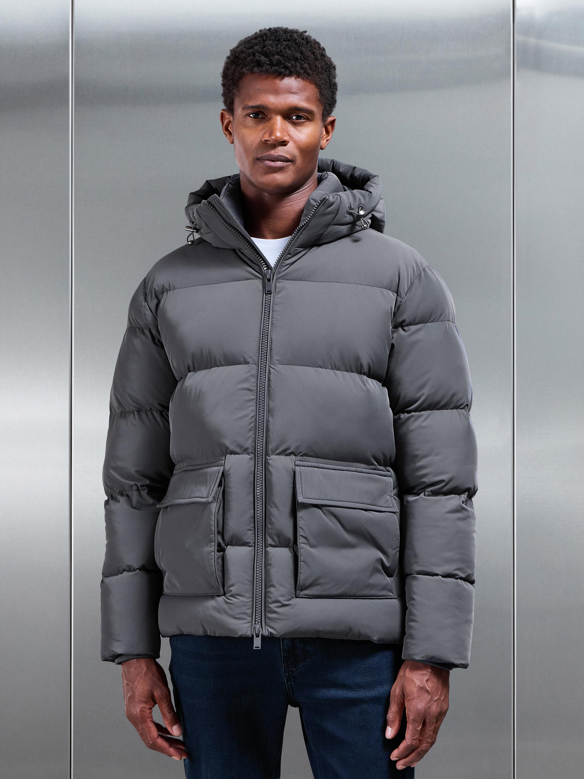 Short Puffer Parka in Grey