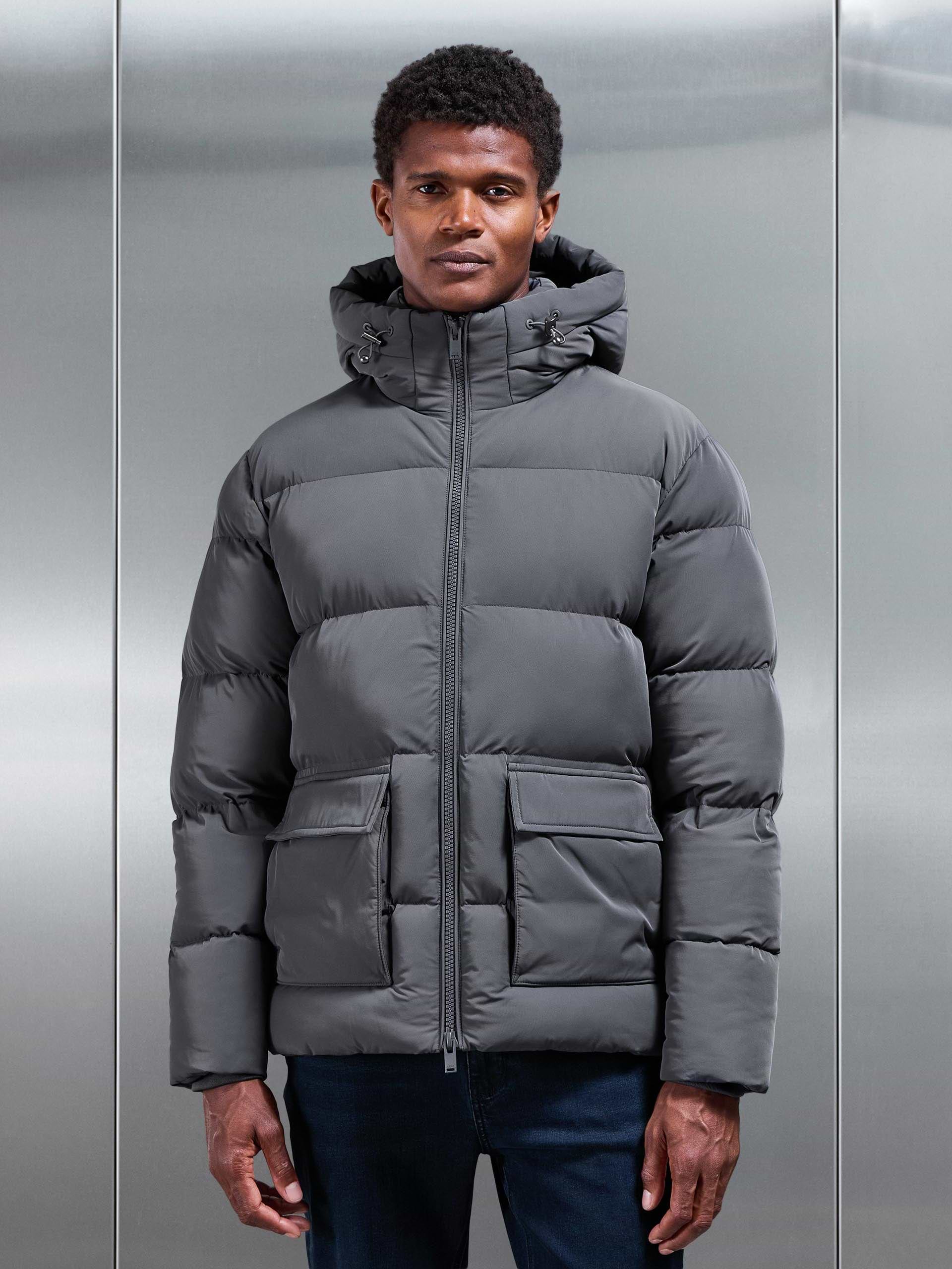 Short Puffer Parka in Grey