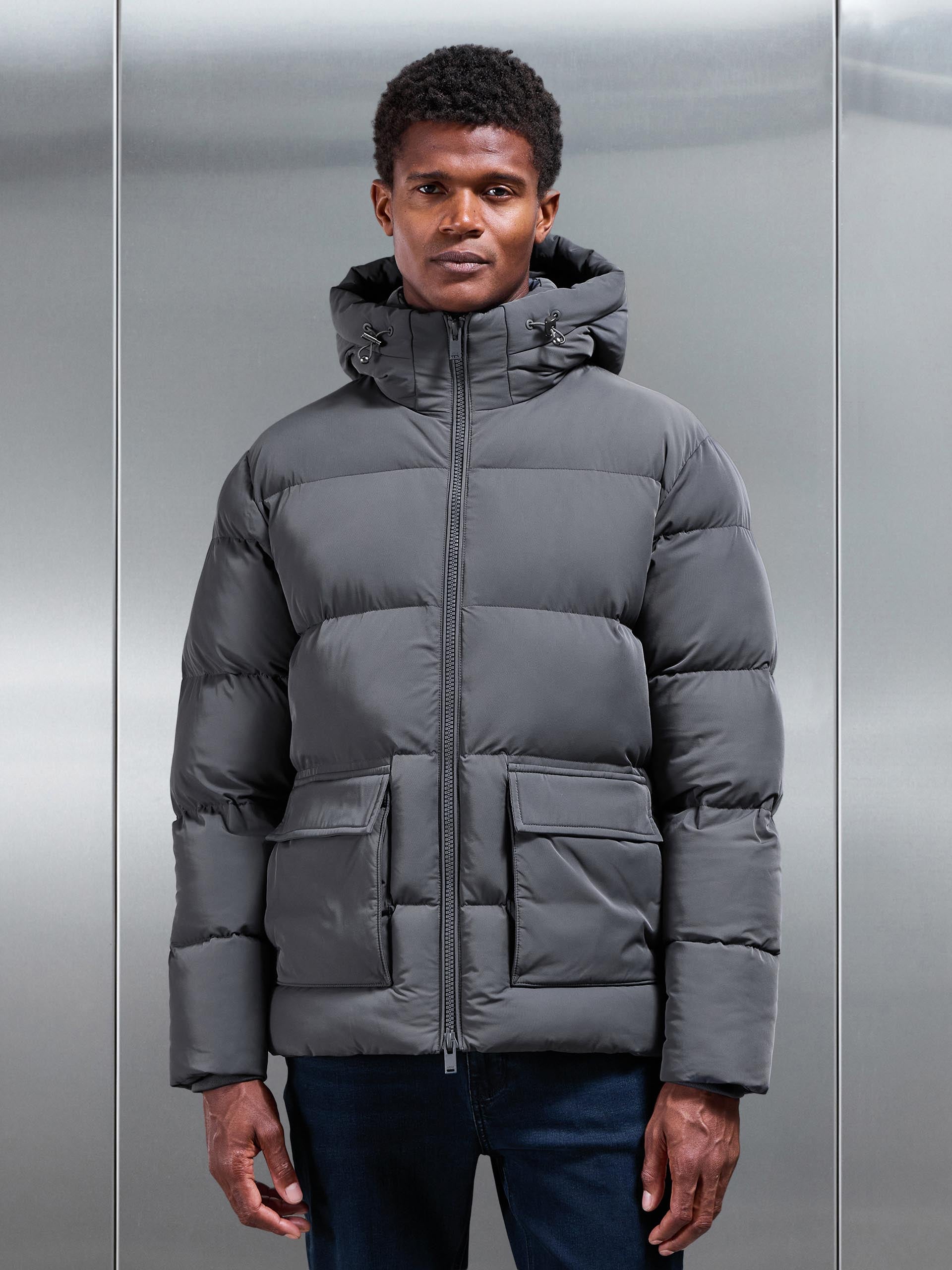 Short Puffer Parka in Grey