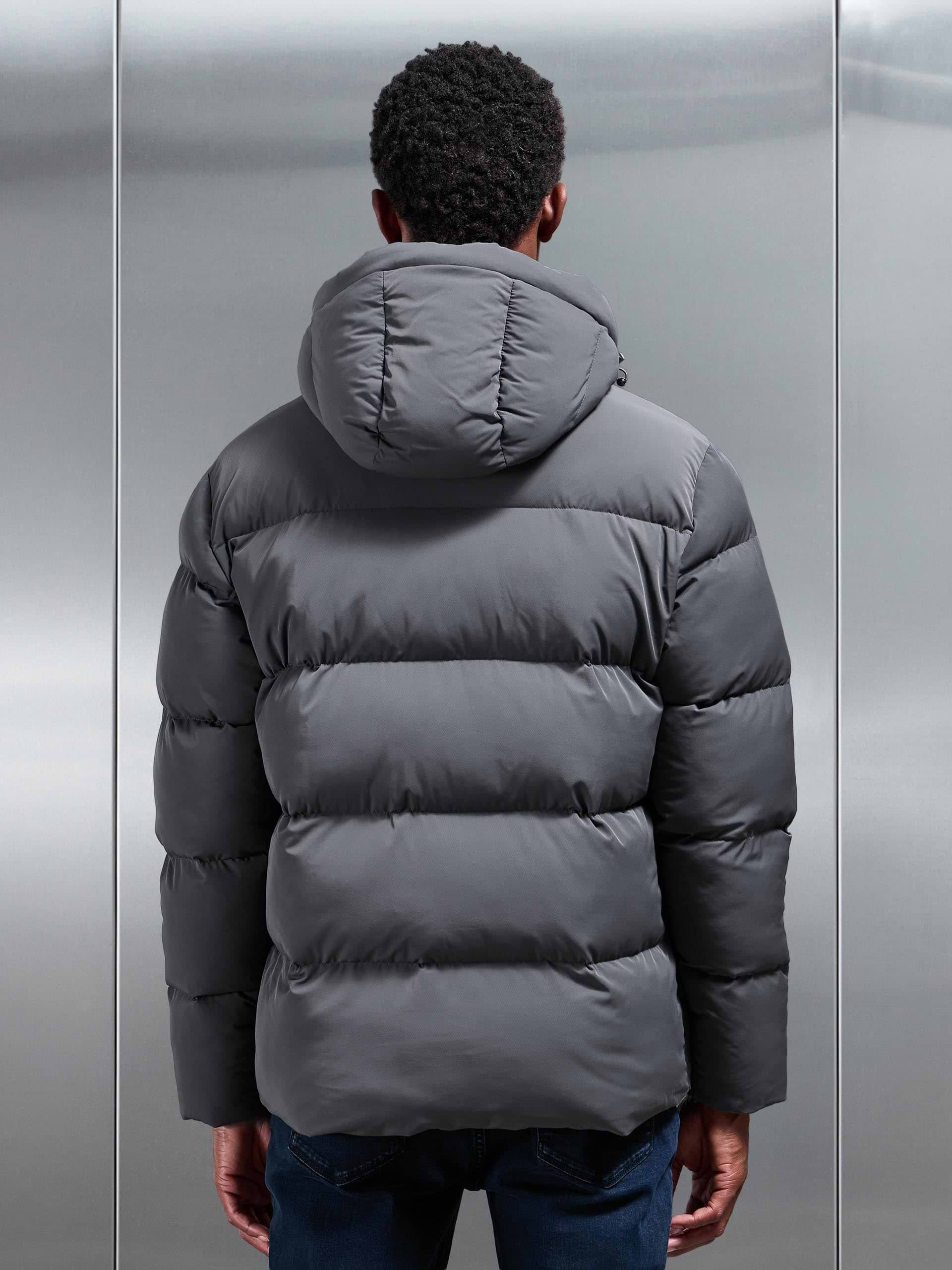 Short Puffer Parka in Grey