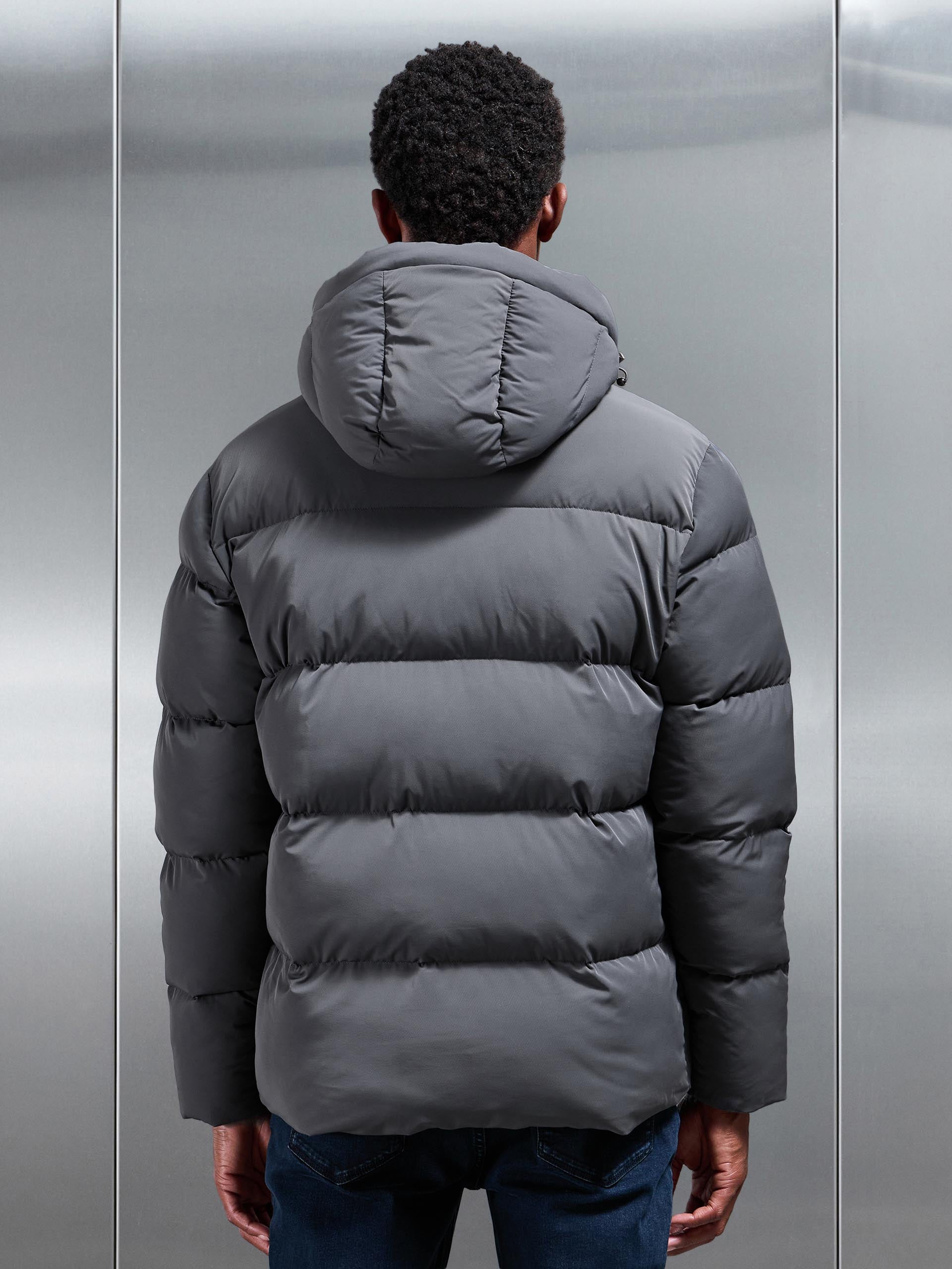 Short Puffer Parka in Grey