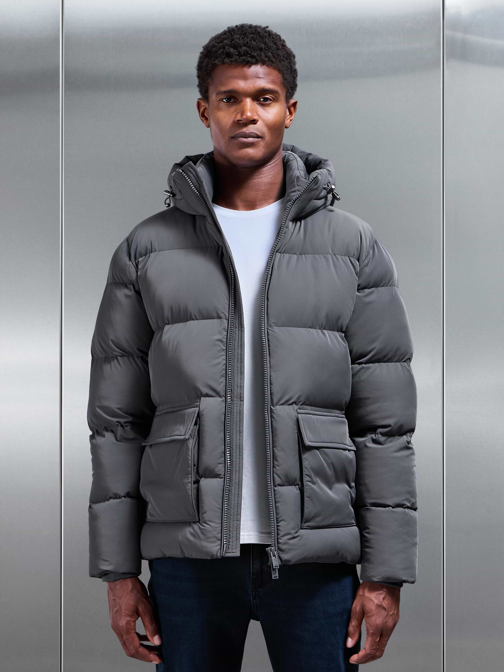 Short Puffer Parka in Grey