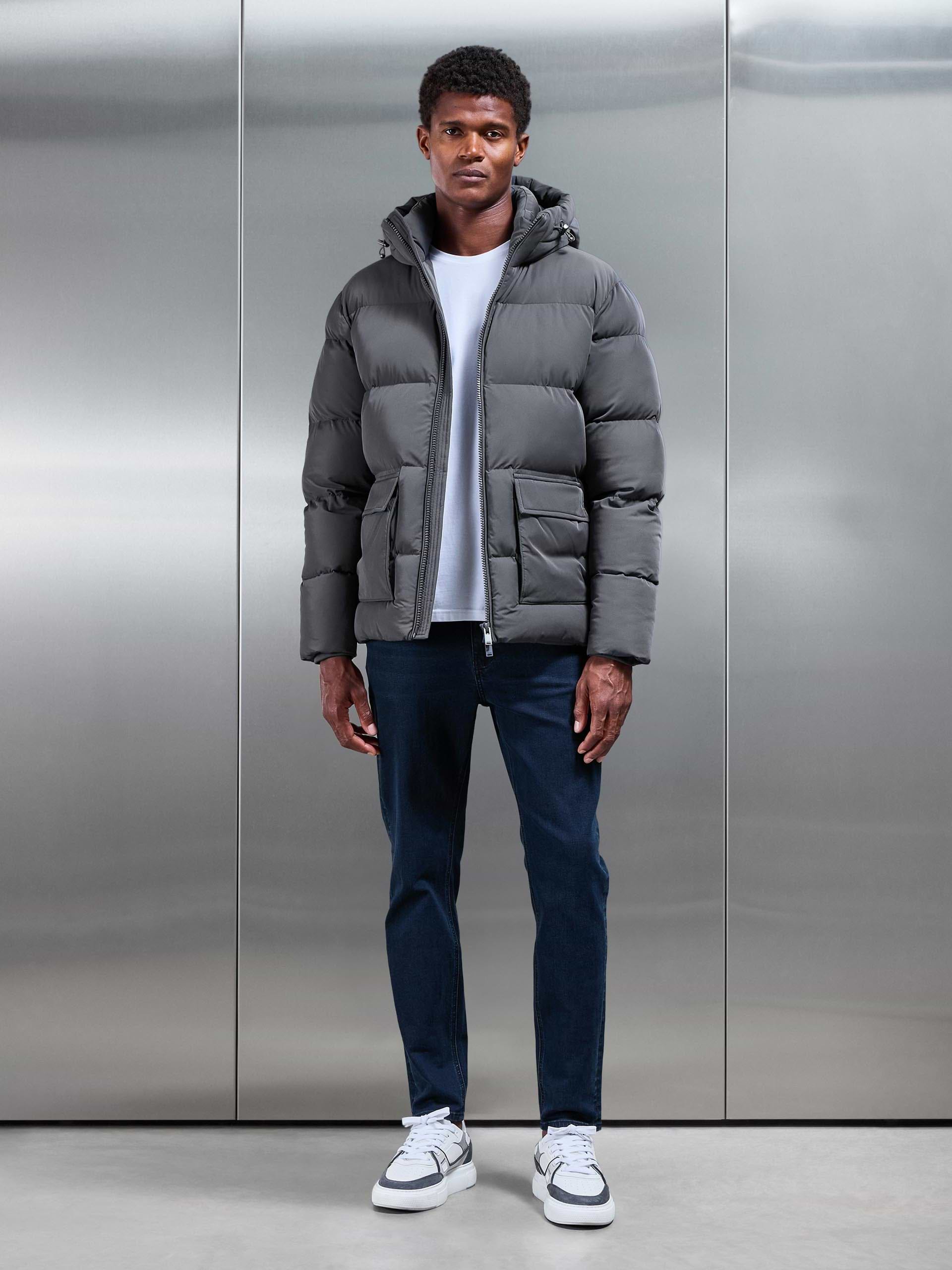 Short Puffer Parka in Grey