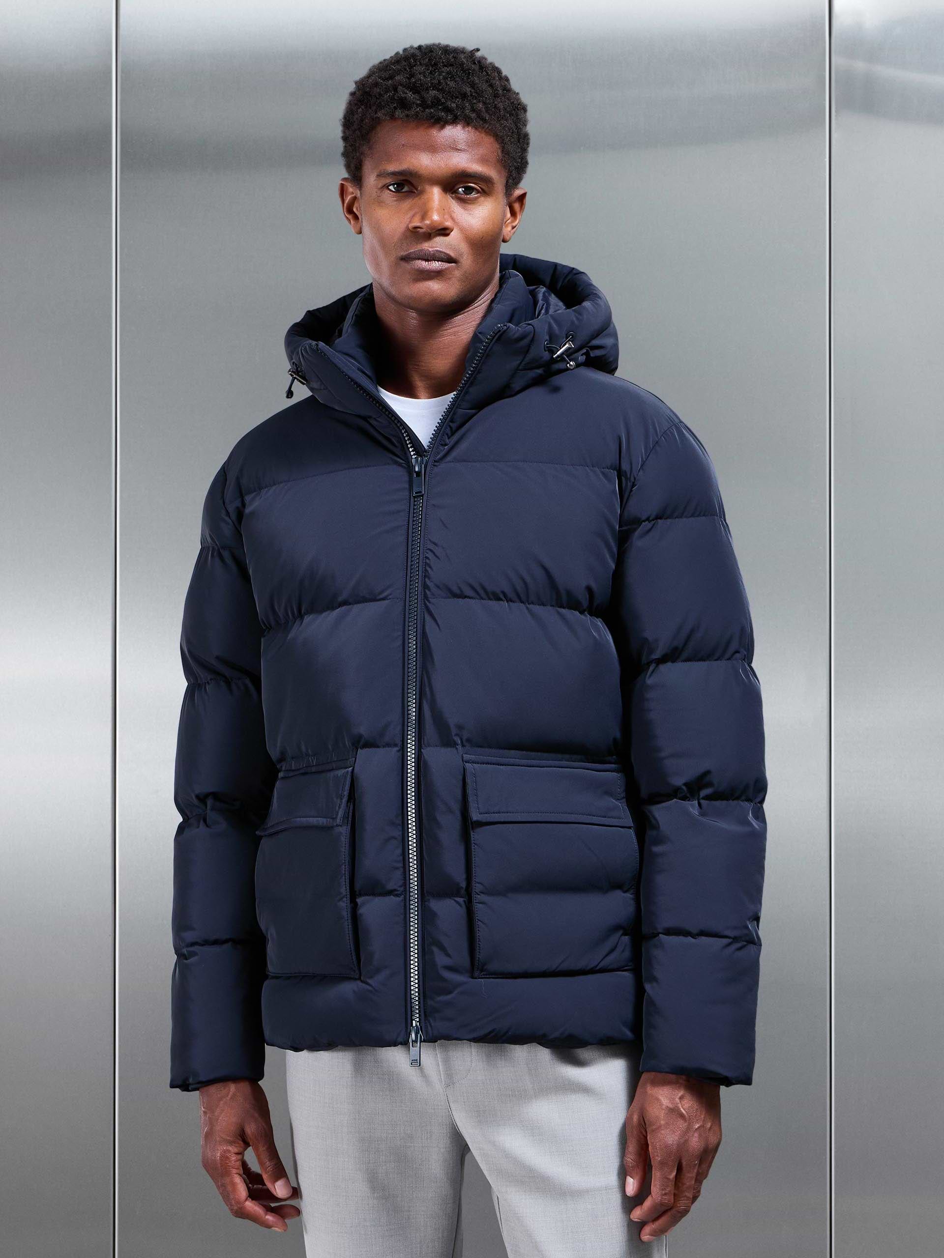 Short Puffer Parka in Navy