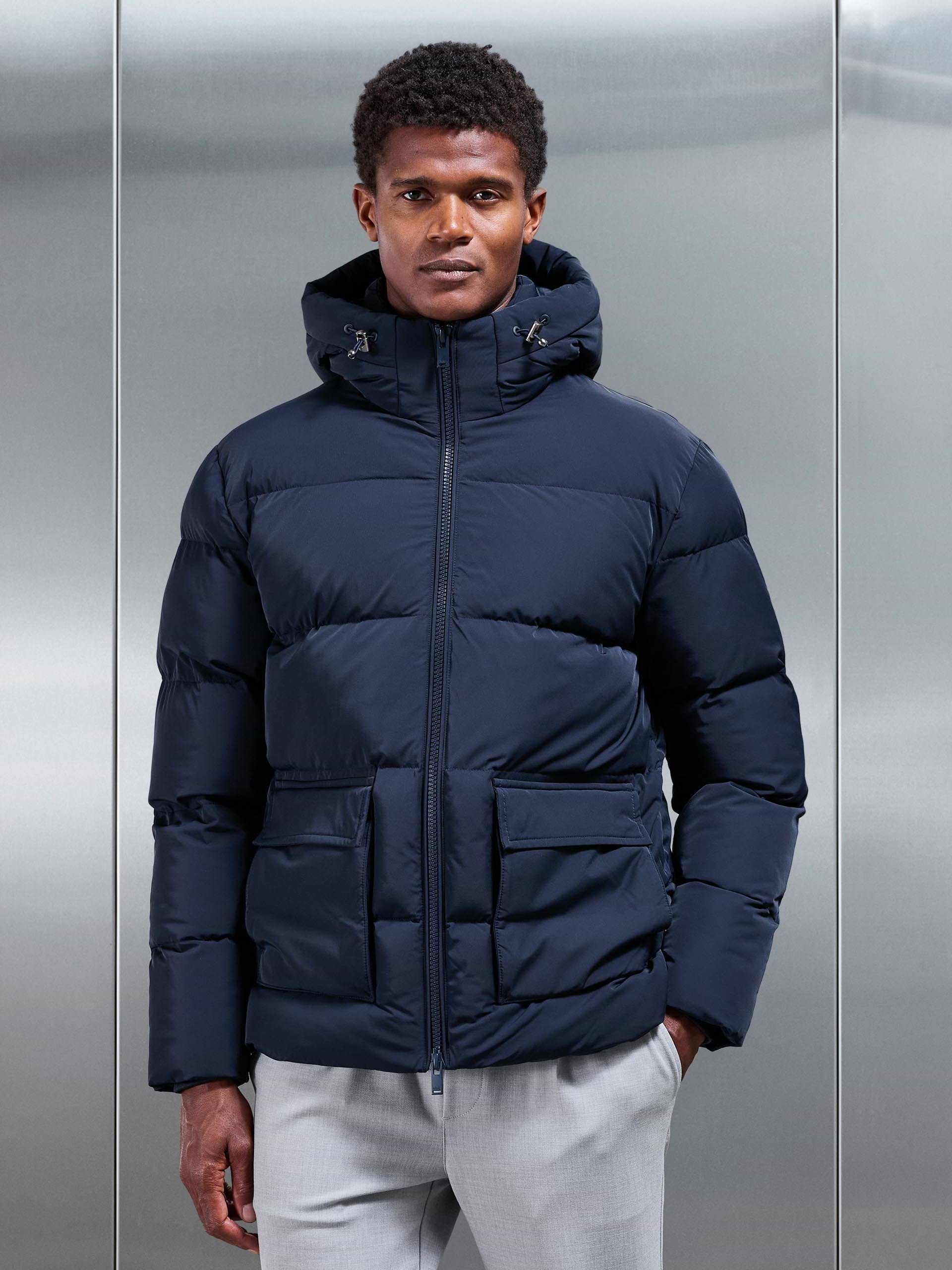 Short Puffer Parka in Navy