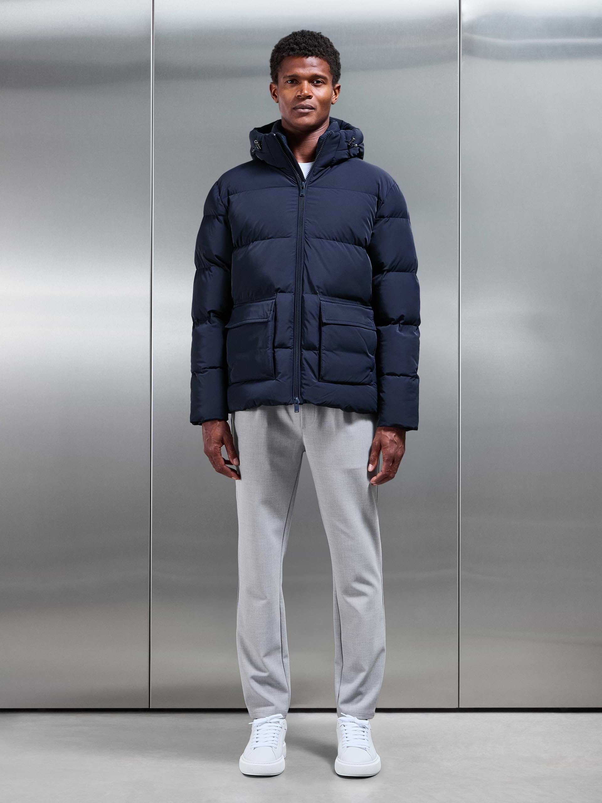 Short Puffer Parka in Navy