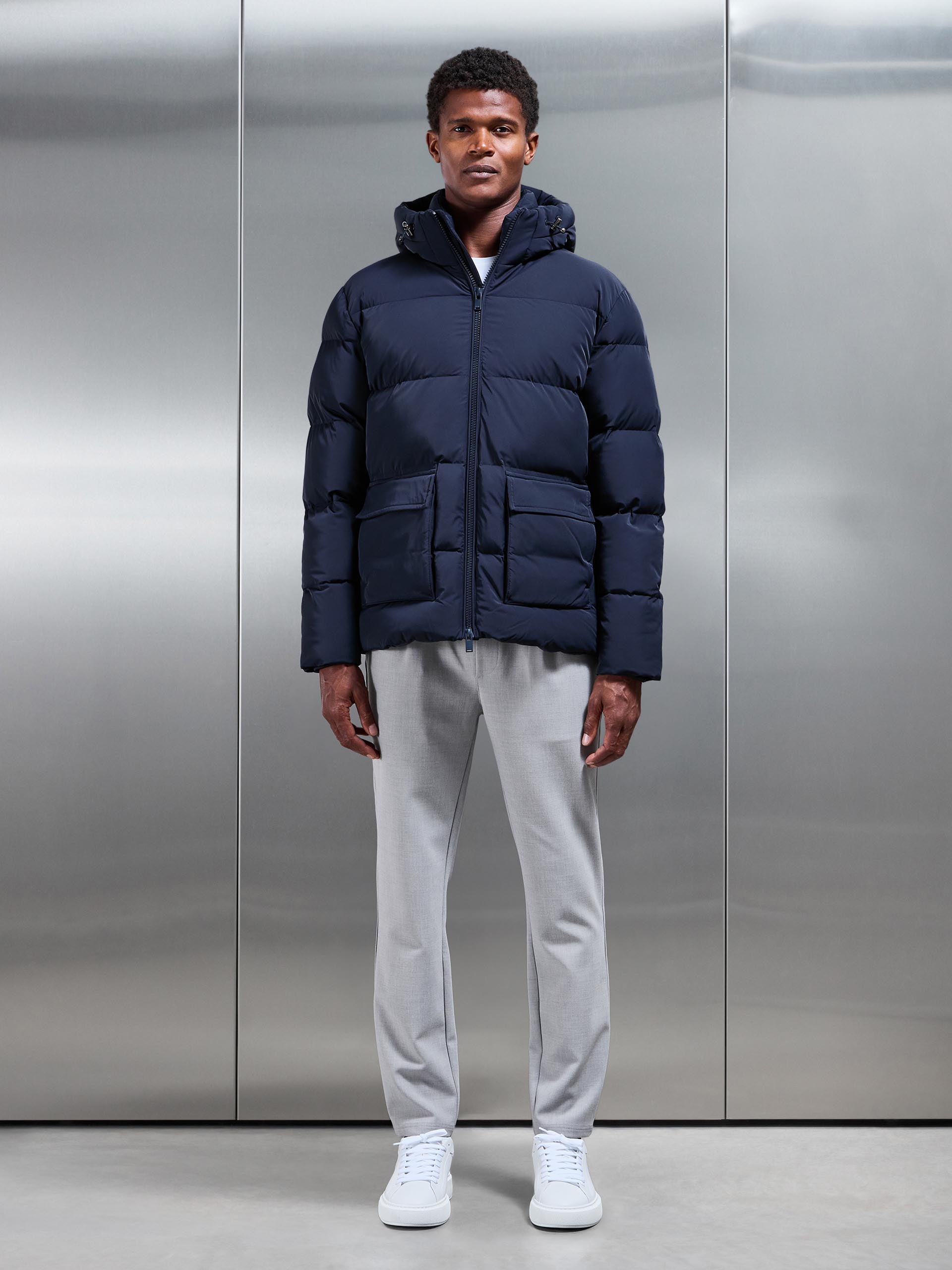 Short Puffer Parka in Navy
