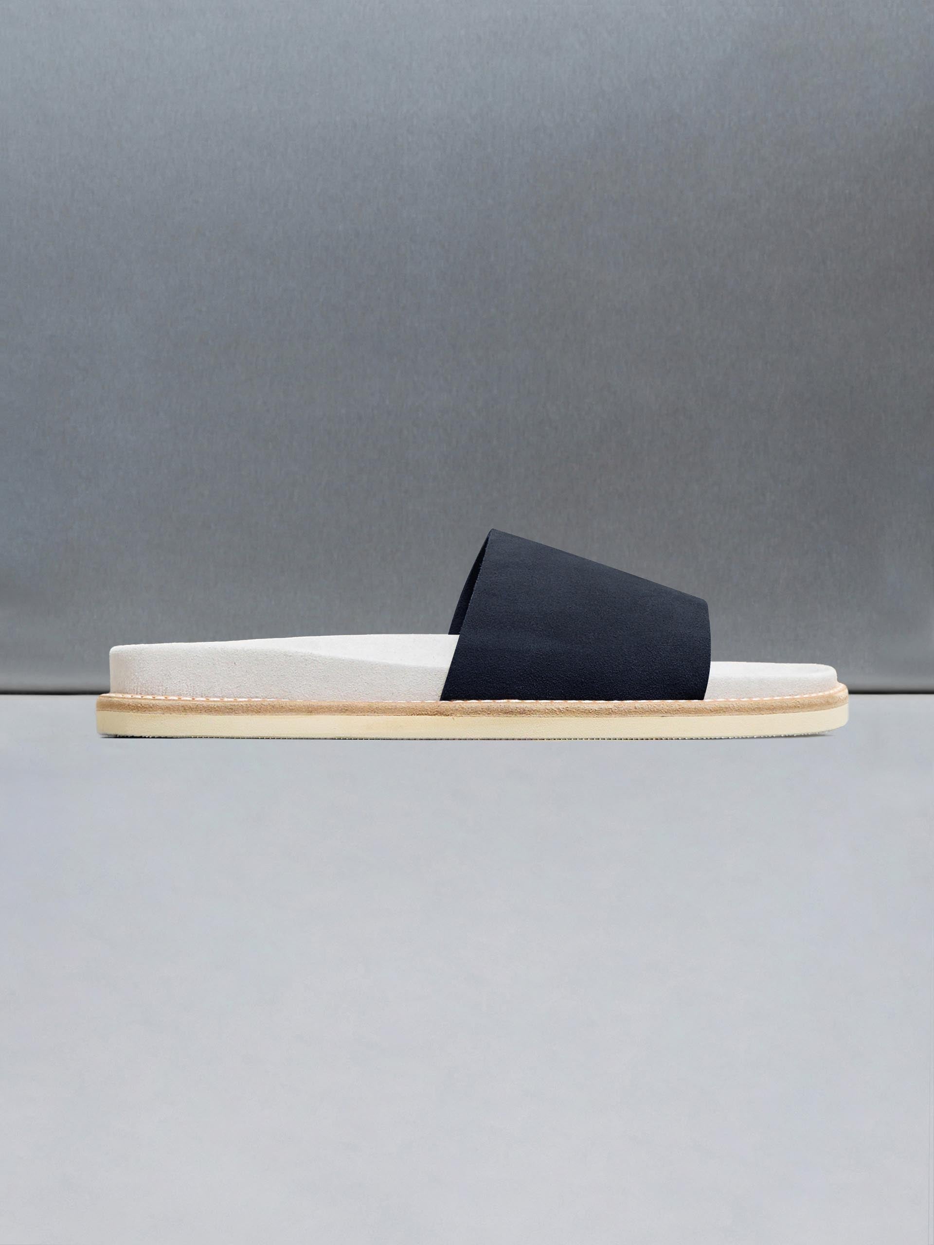 Suede Slides in Navy