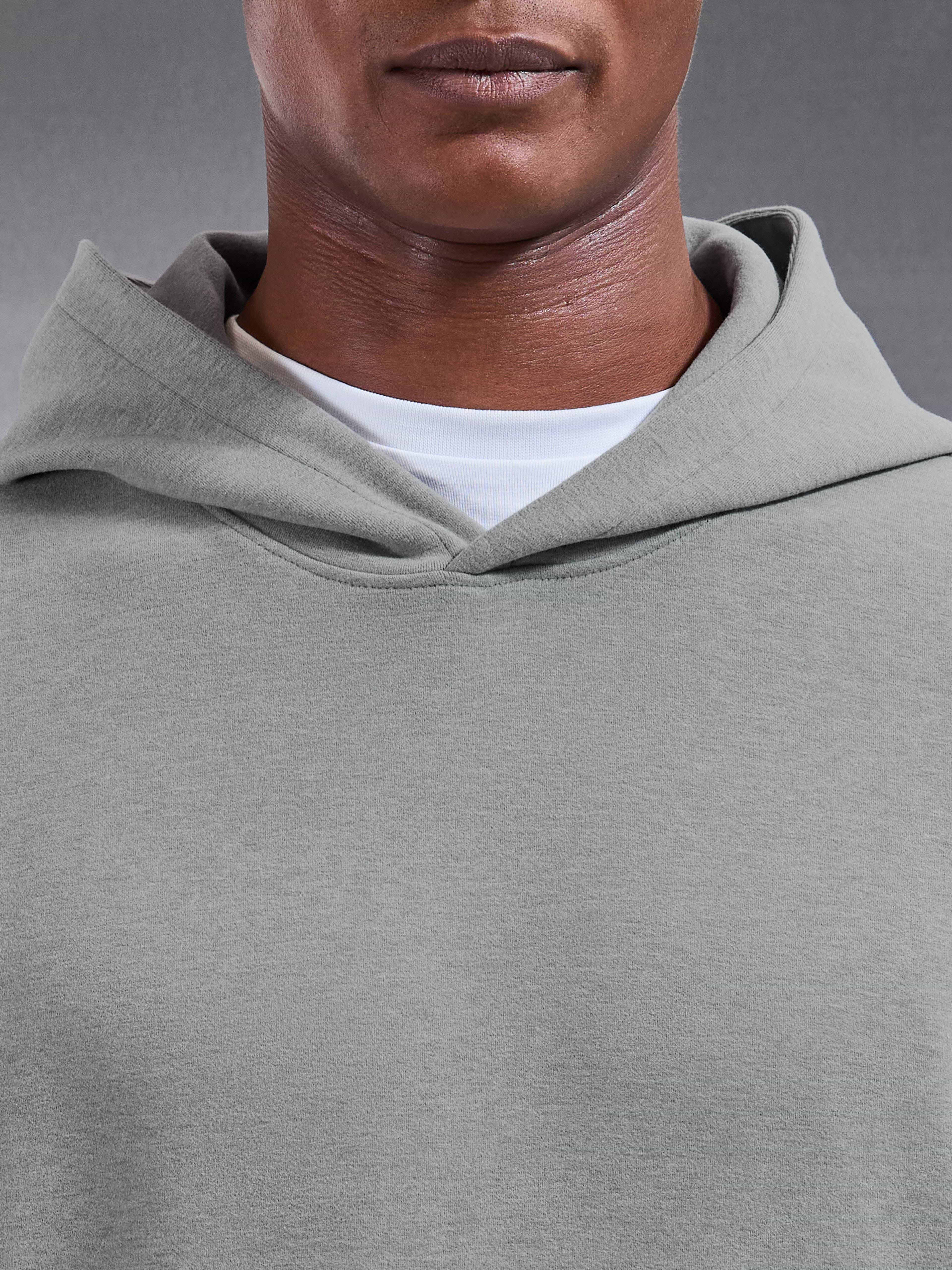 Slim Fit Knitted Hoodie in Marl Grey