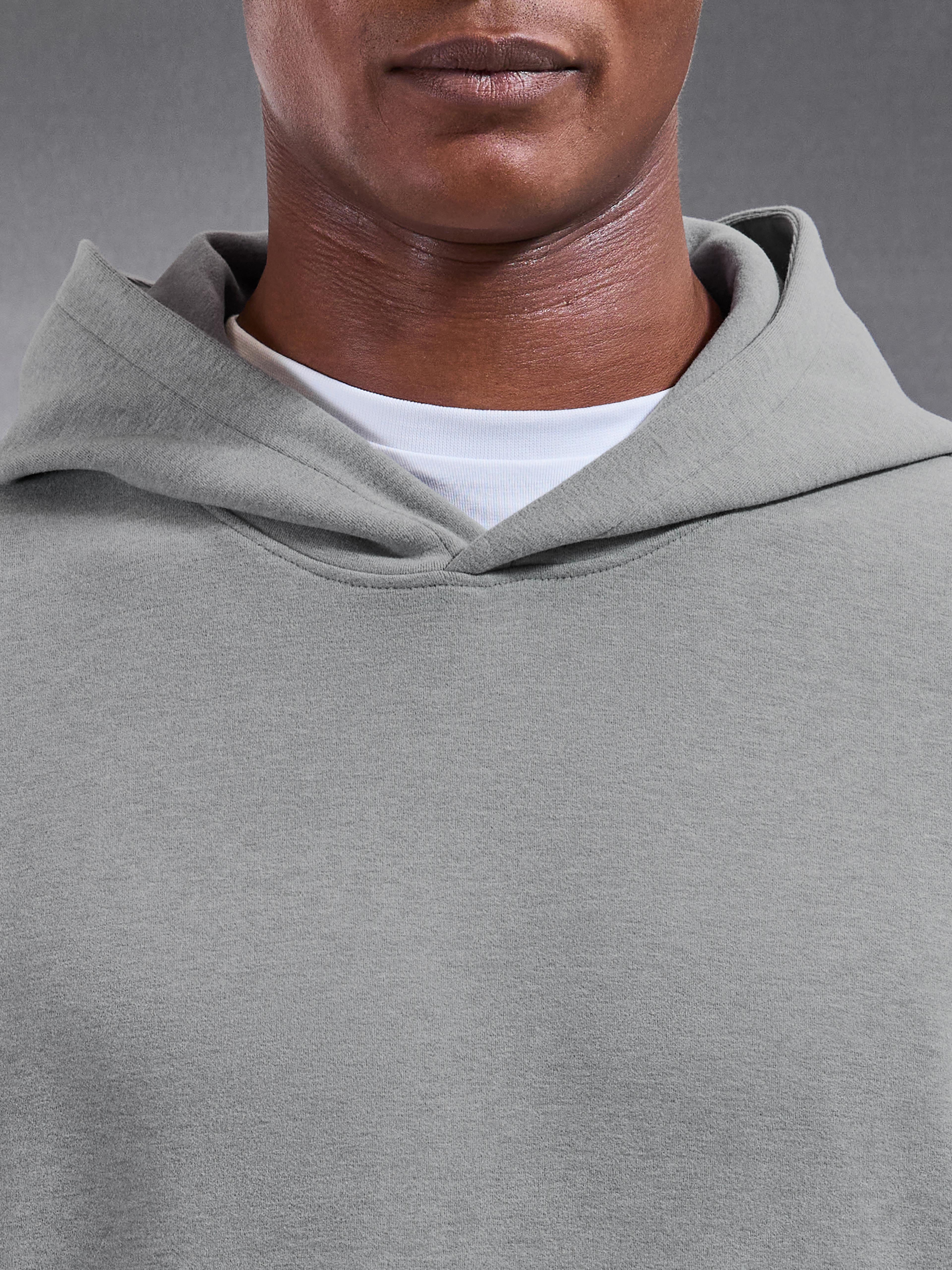 Slim Fit Knitted Hoodie in Marl Grey