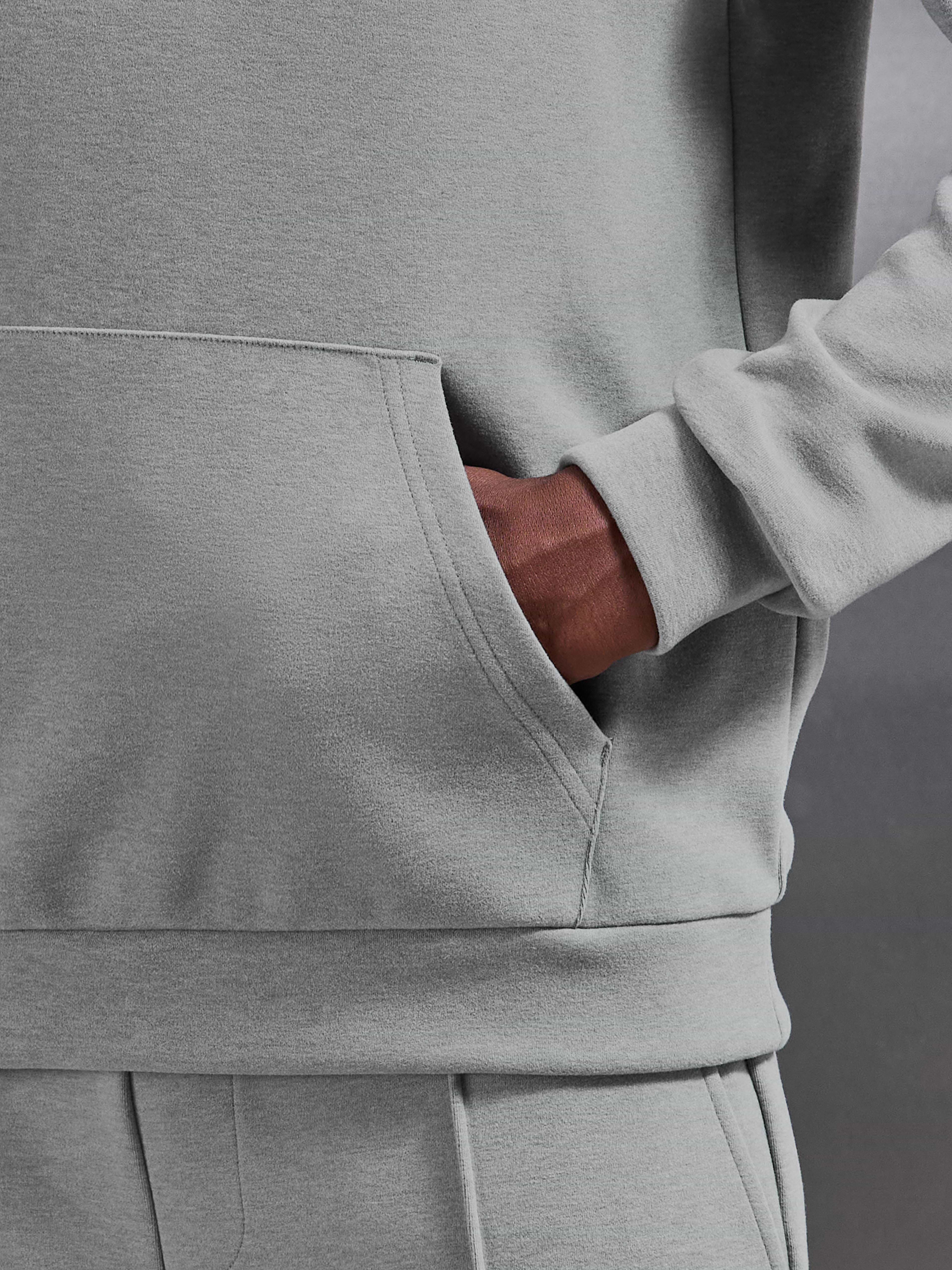 Slim Fit Knitted Hoodie in Marl Grey