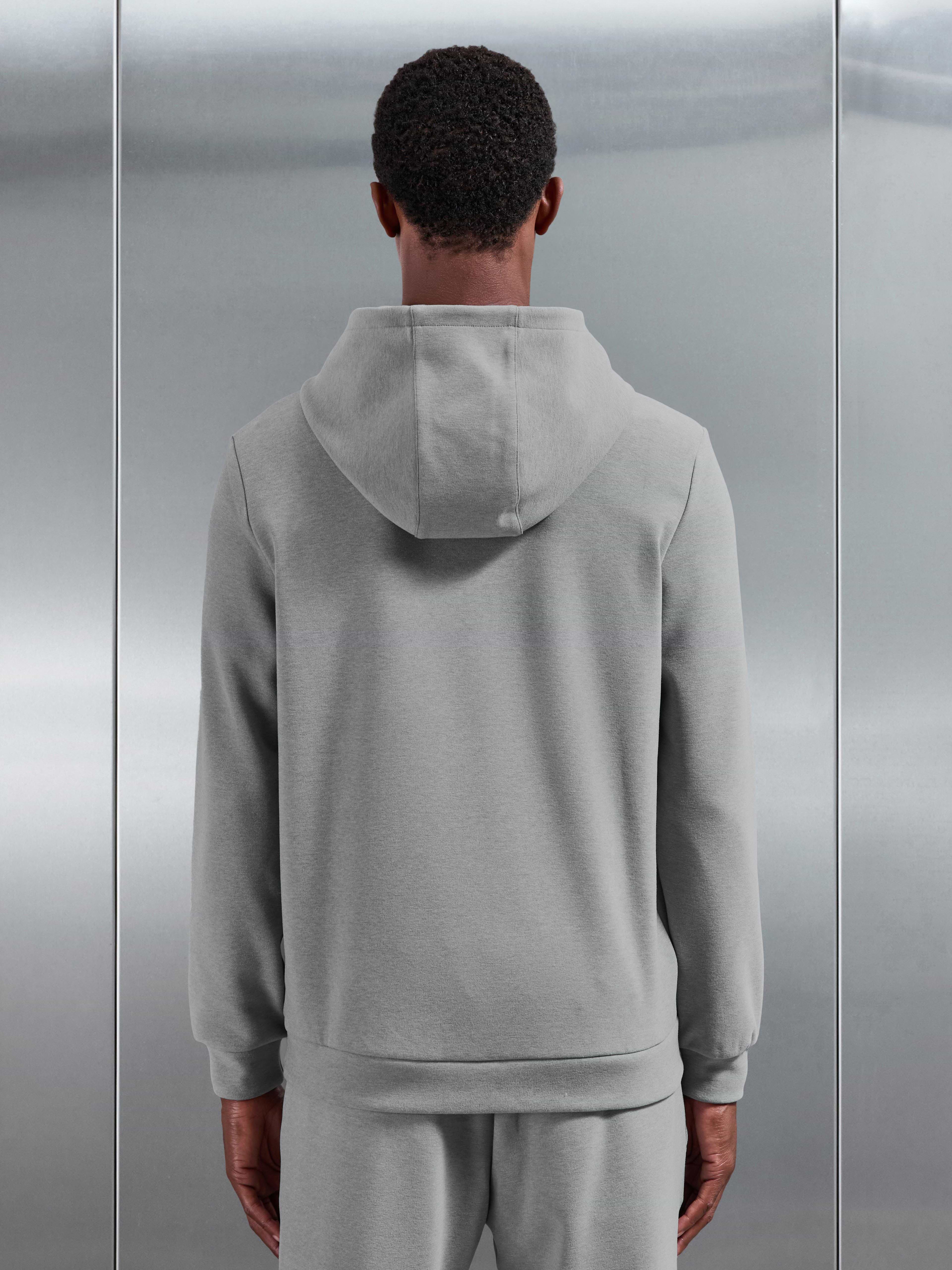 Slim Fit Knitted Hoodie in Marl Grey