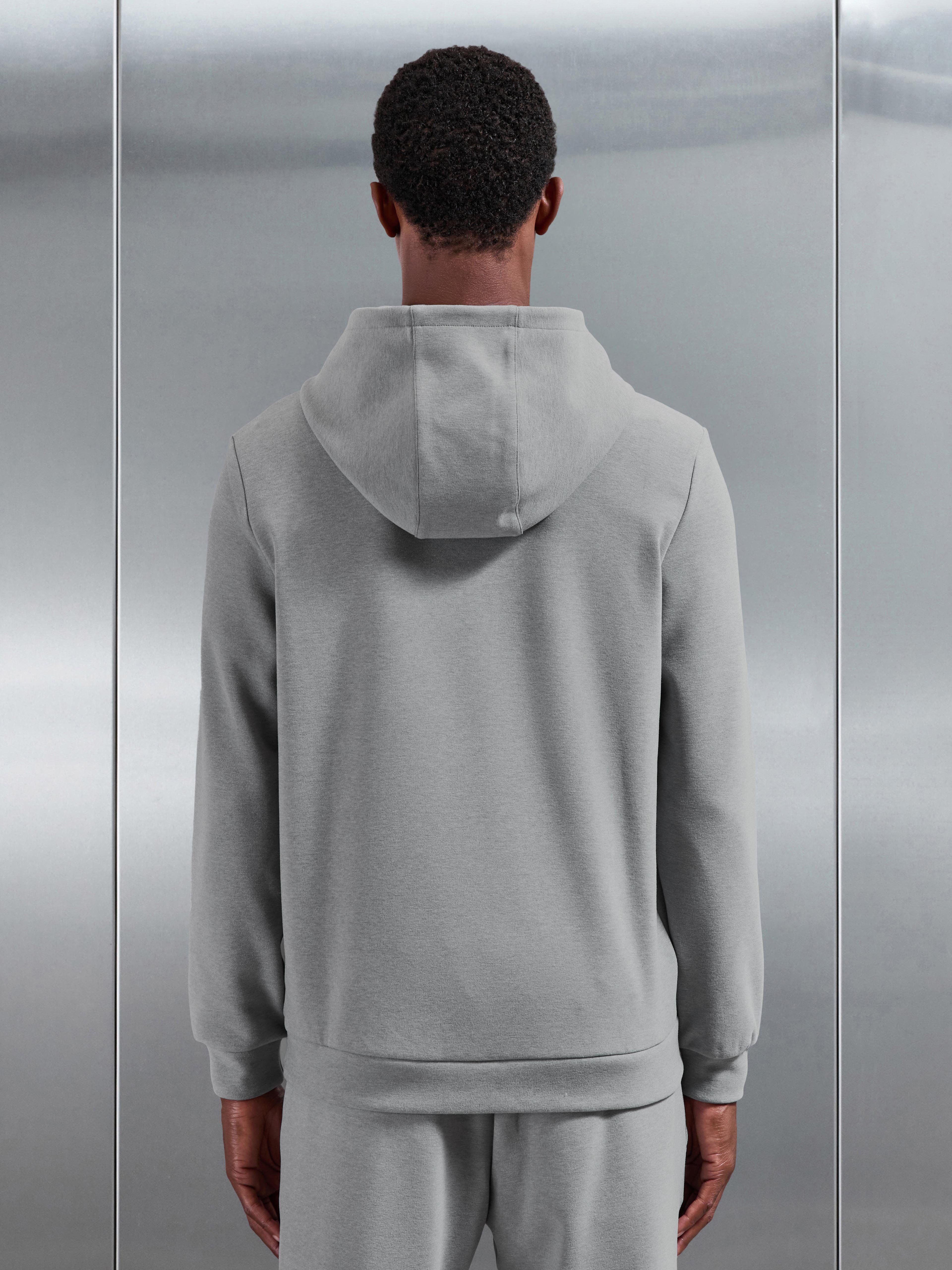 Slim Fit Knitted Hoodie in Marl Grey