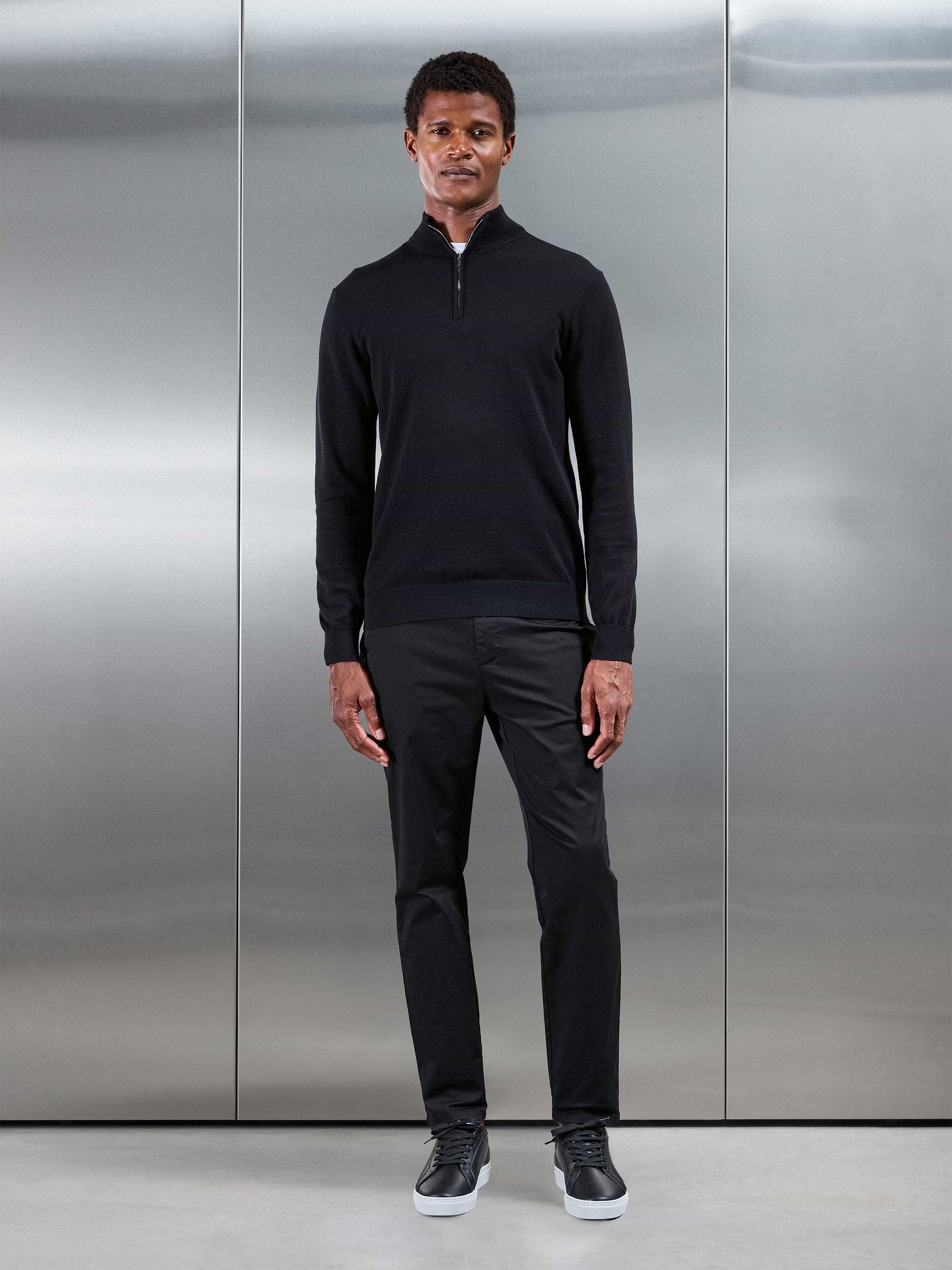 Slim Fit Tailored Chino Trouser in Black