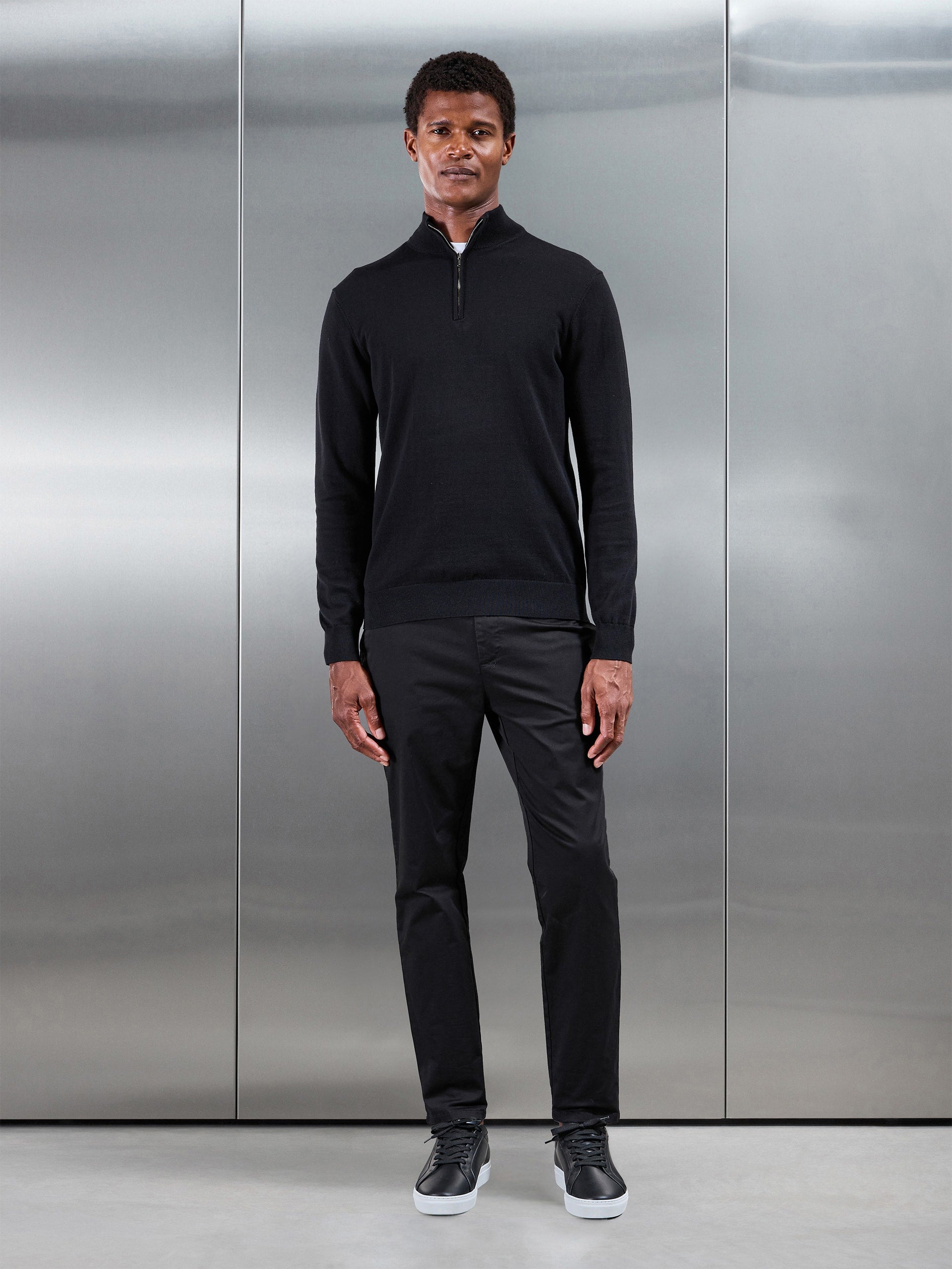 Slim Fit Tailored Chino Trouser in Black