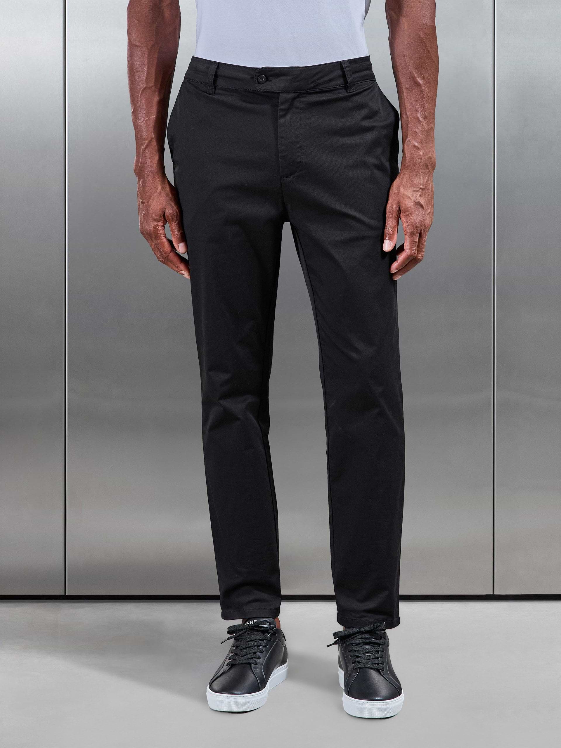 Slim Fit Tailored Chino Trouser in Black
