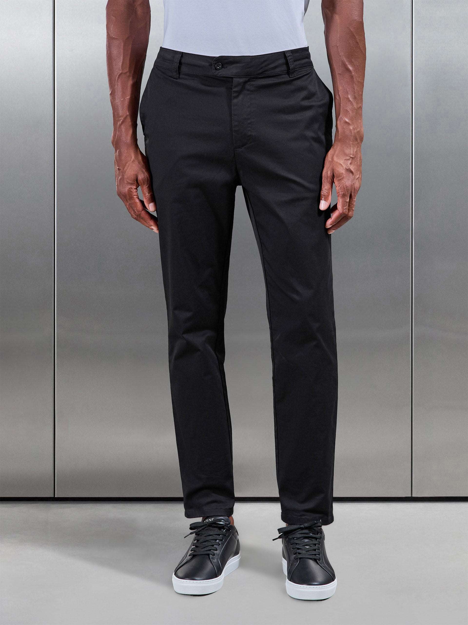 Slim Fit Tailored Chino Trouser in Black