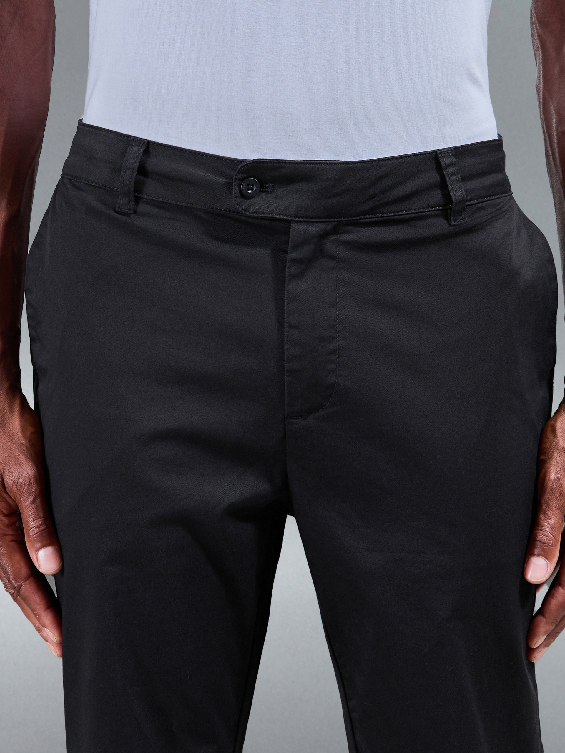 Slim Fit Tailored Chino Trouser in Black